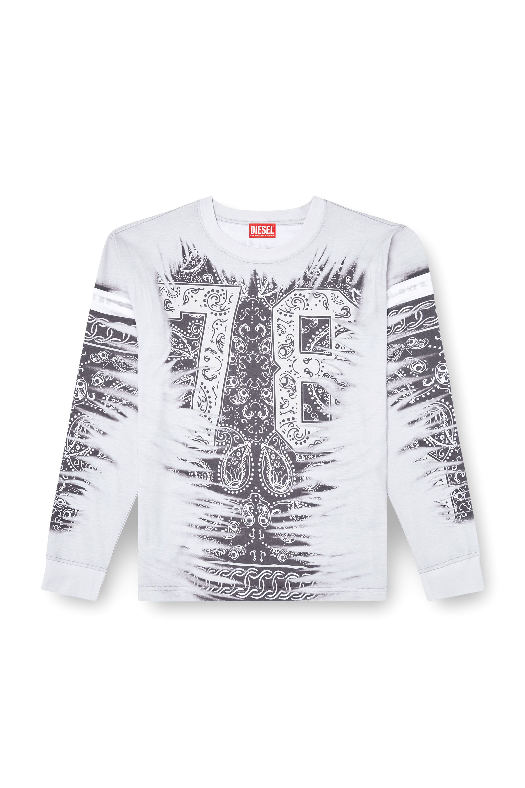 Diesel - T-NORM-LS-R1, Man's Long-sleeve T-shirt with 78 print in Black/White - 3