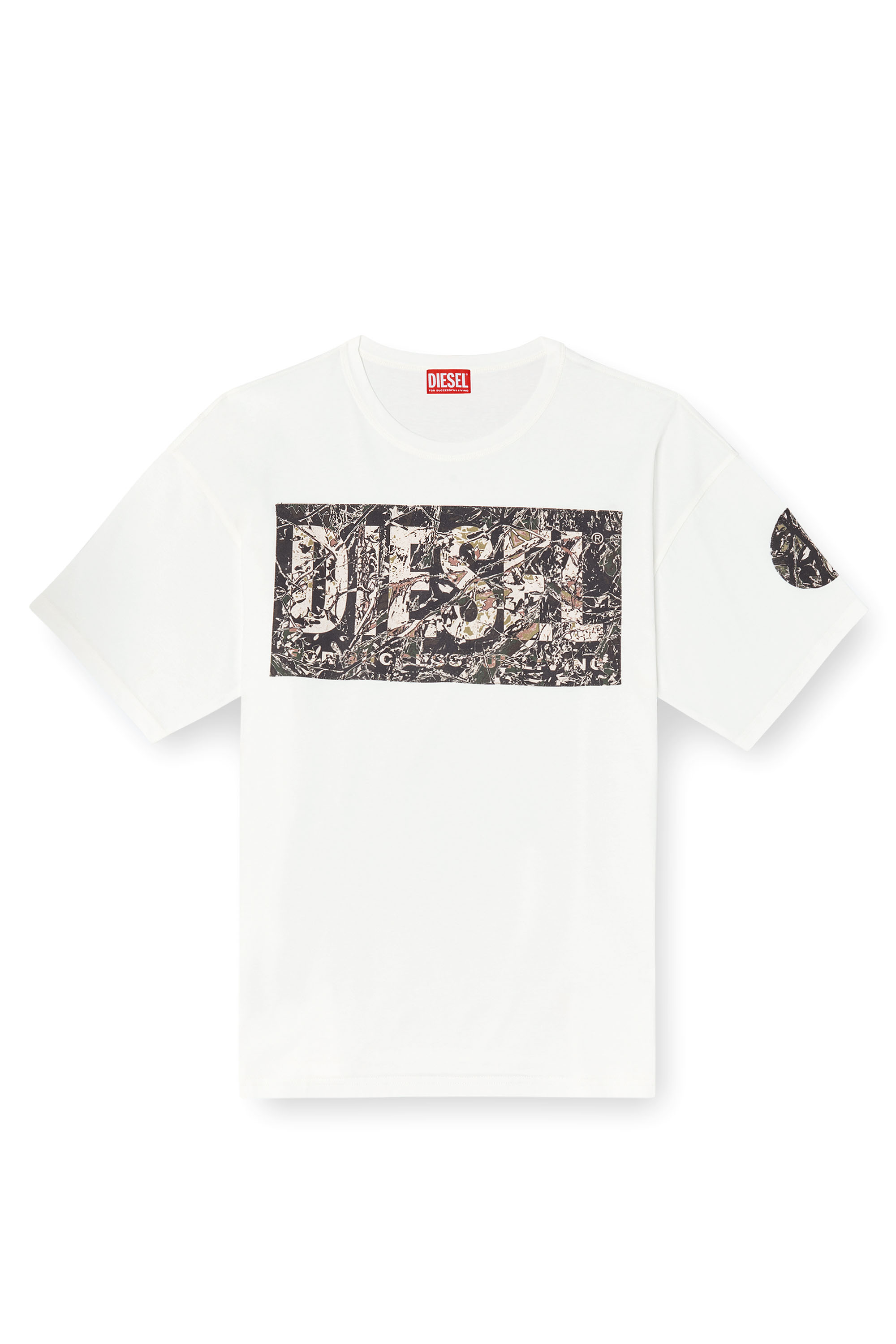 Diesel - T-BOXT-R22, Man's T-shirt with large gabardine patch logo in White - 3