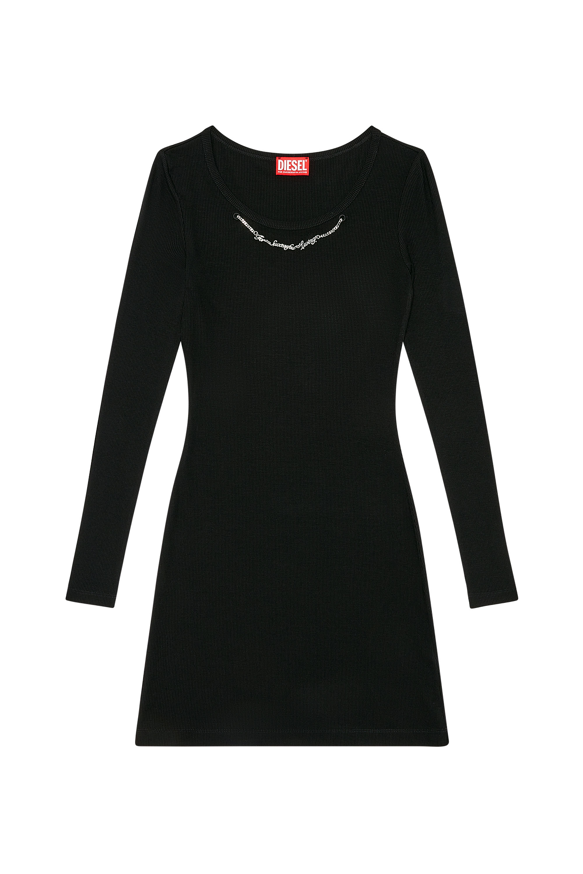 Diesel - D-MATIC, Woman Short dress with chain necklace in Black - Image 5