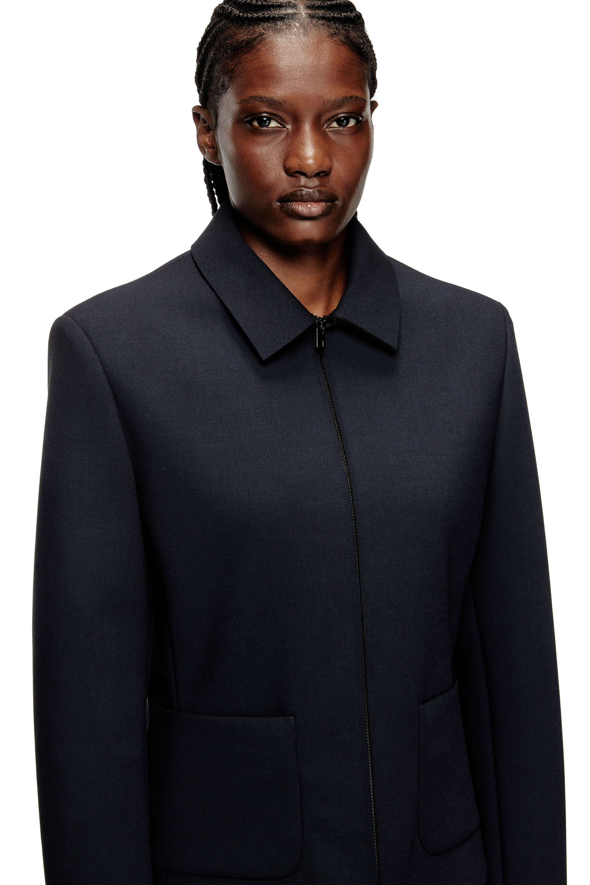 Diesel - G-CESARA-BOND, Woman's Collared jacket in neoprene-bonded fabric in Dark Blue - 5