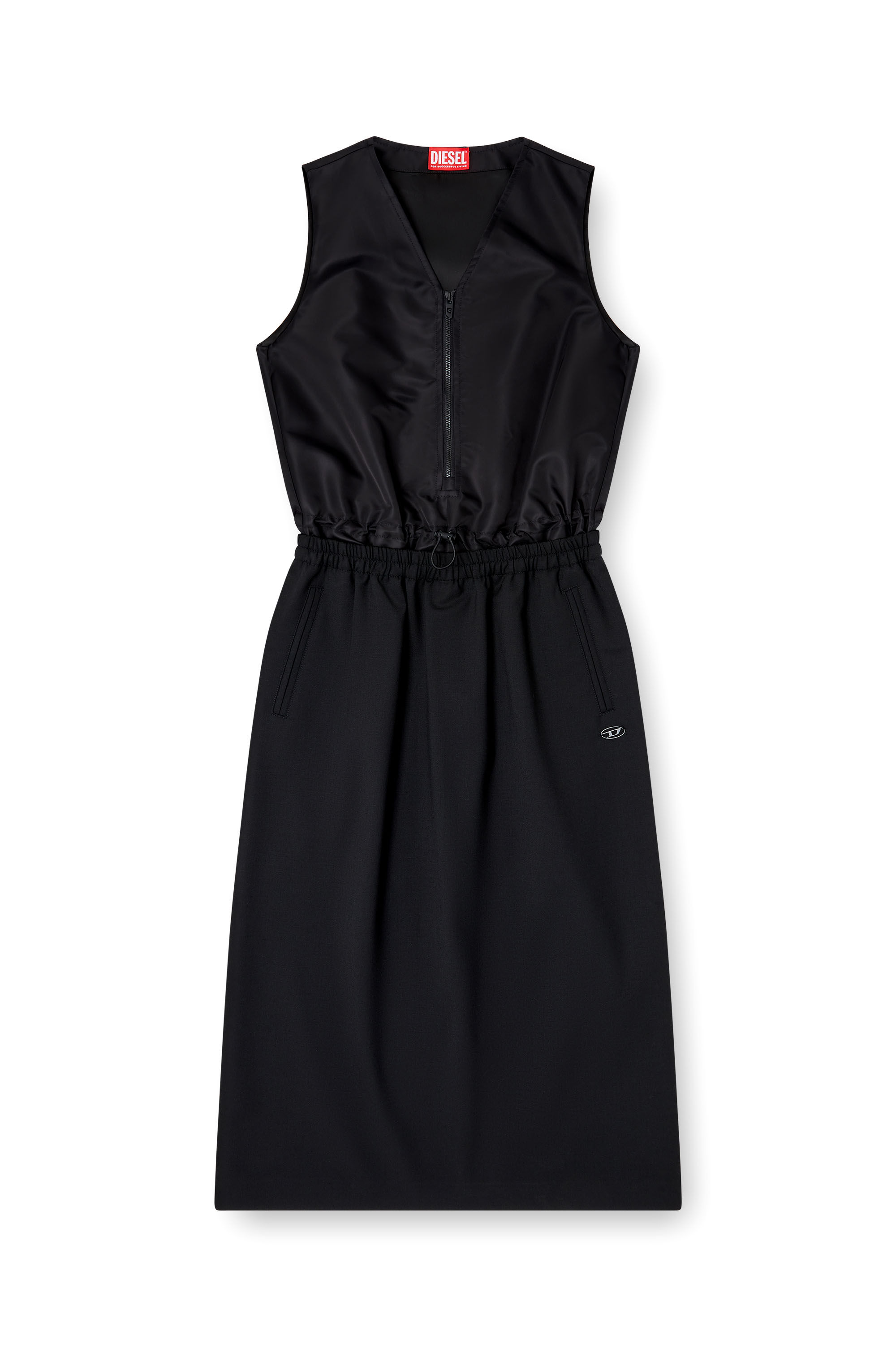 D-RUID-R2, Black Diesel - D-RUID-R2, Woman's Midi dress with wool skirt in Black - 2