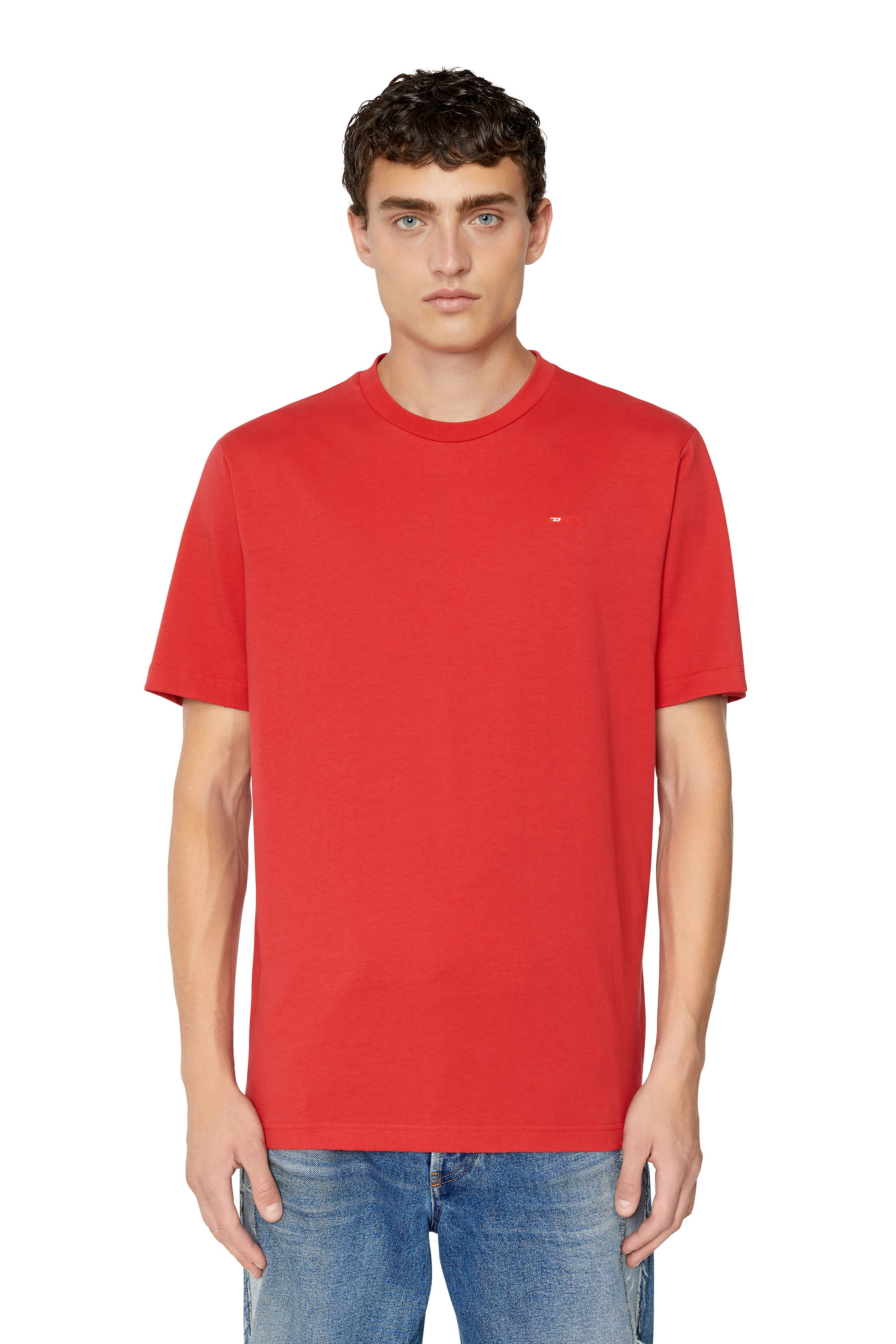 Diesel - T-JUST-MICRODIV, Man T-shirt with micro-embroidered logo in Red - Image 1
