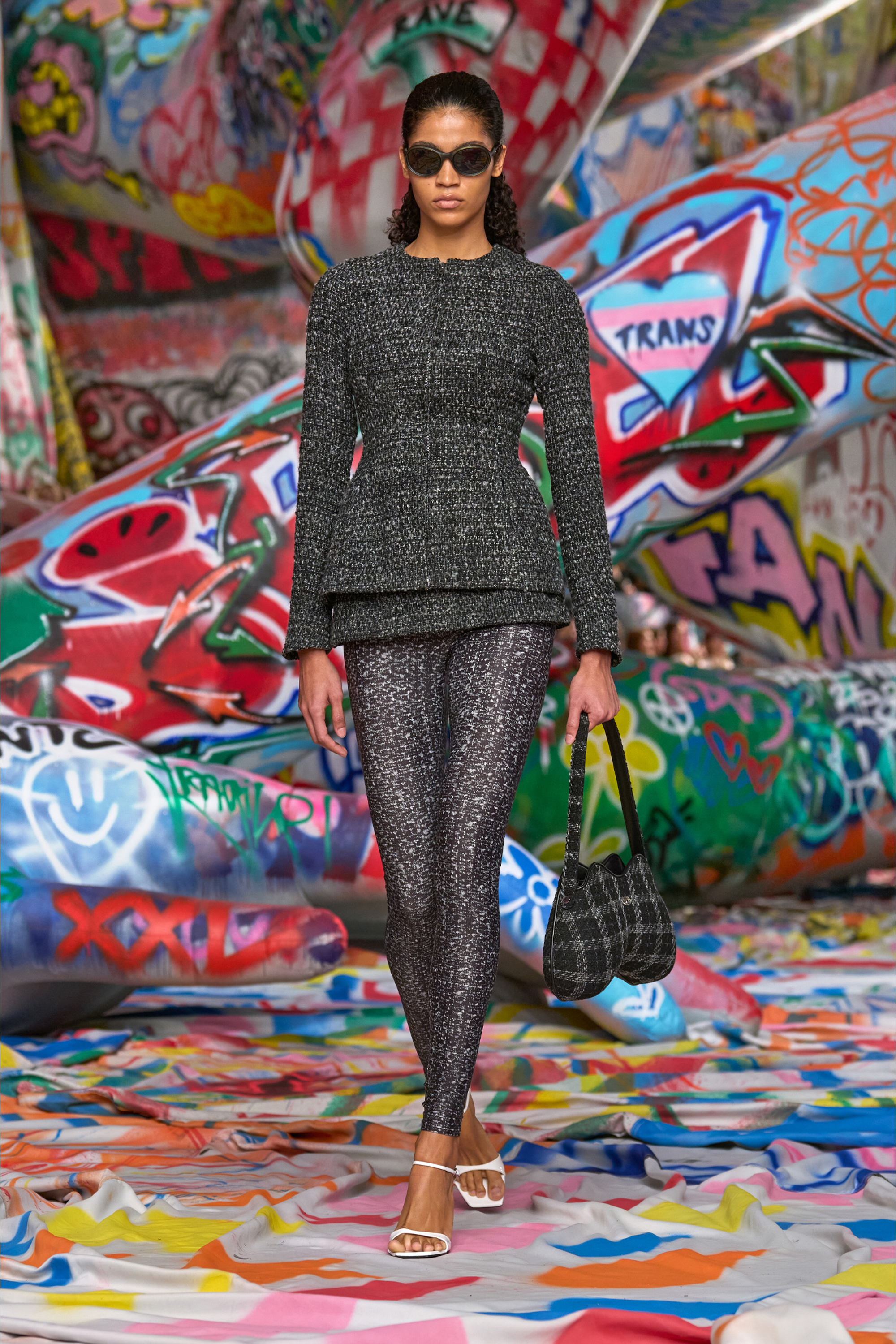 Diesel - P-HOUR, Woman's Bouclé skirt with leggings in Black - 6