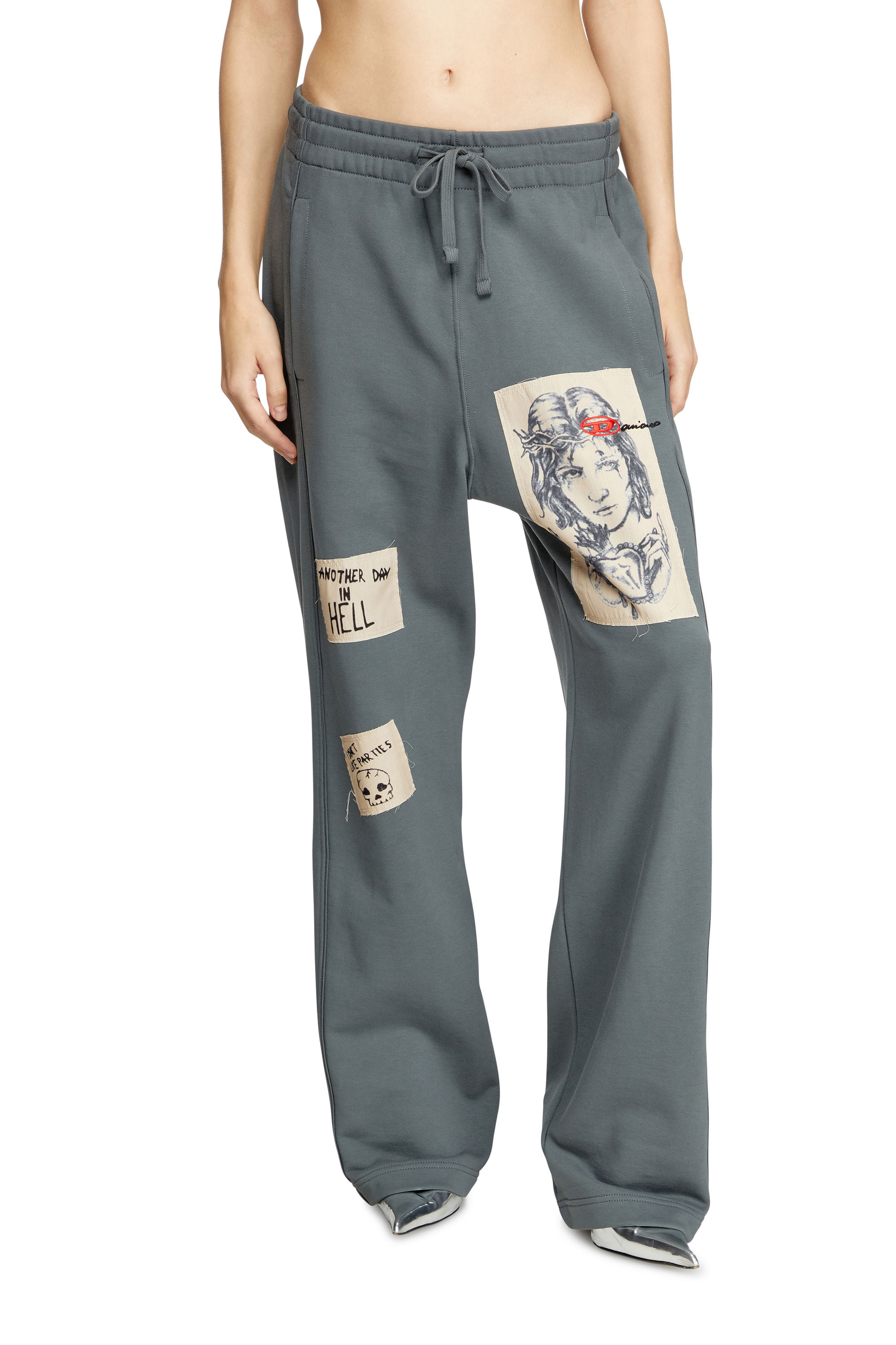 Diesel - P-MARTYANS-DD, Unisex's Track pants with tattoo patches in Grey - 1