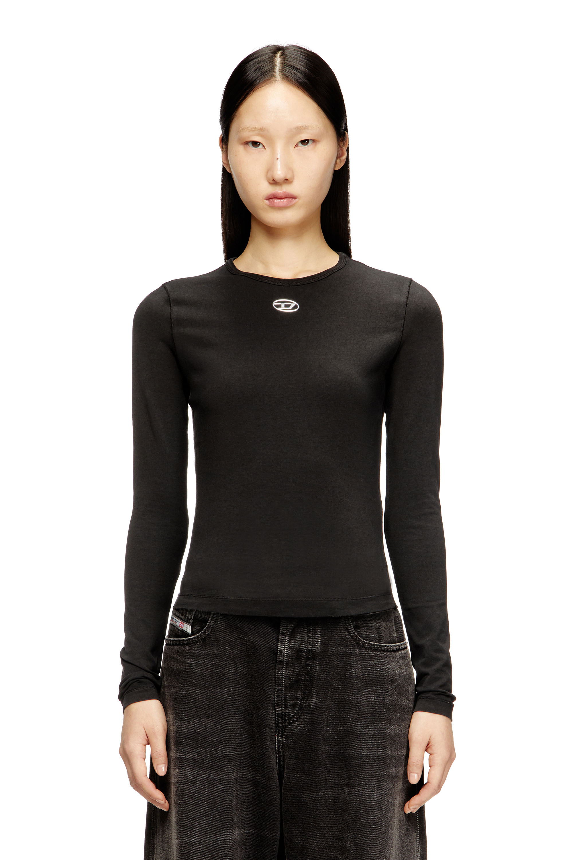 Diesel - T-UNCUTIESLONG-LS-OD, Woman's Cotton sweater with Oval D logo in null - 1