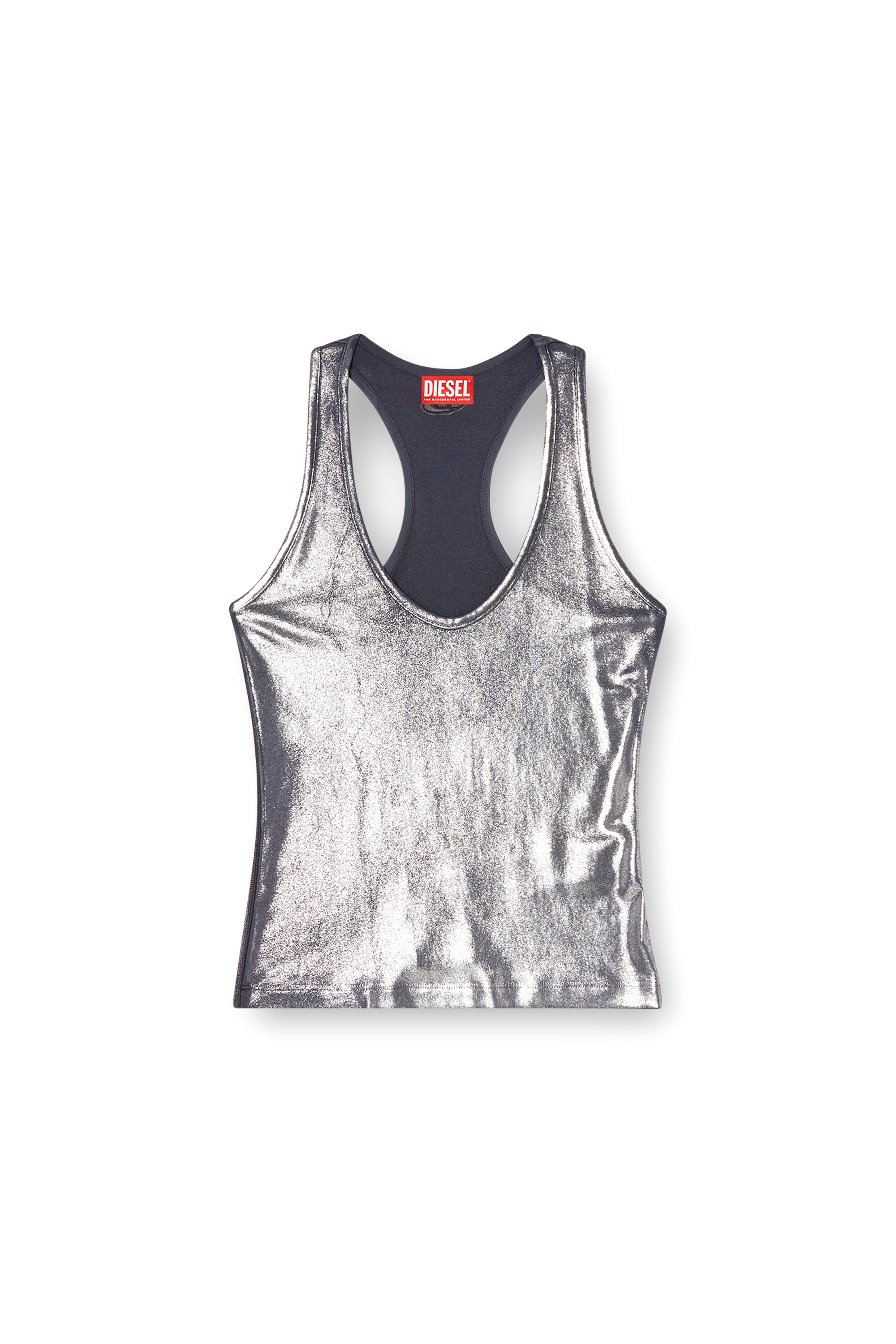 Diesel - T-AMA, Woman's Metallic tank top in Blue - 4