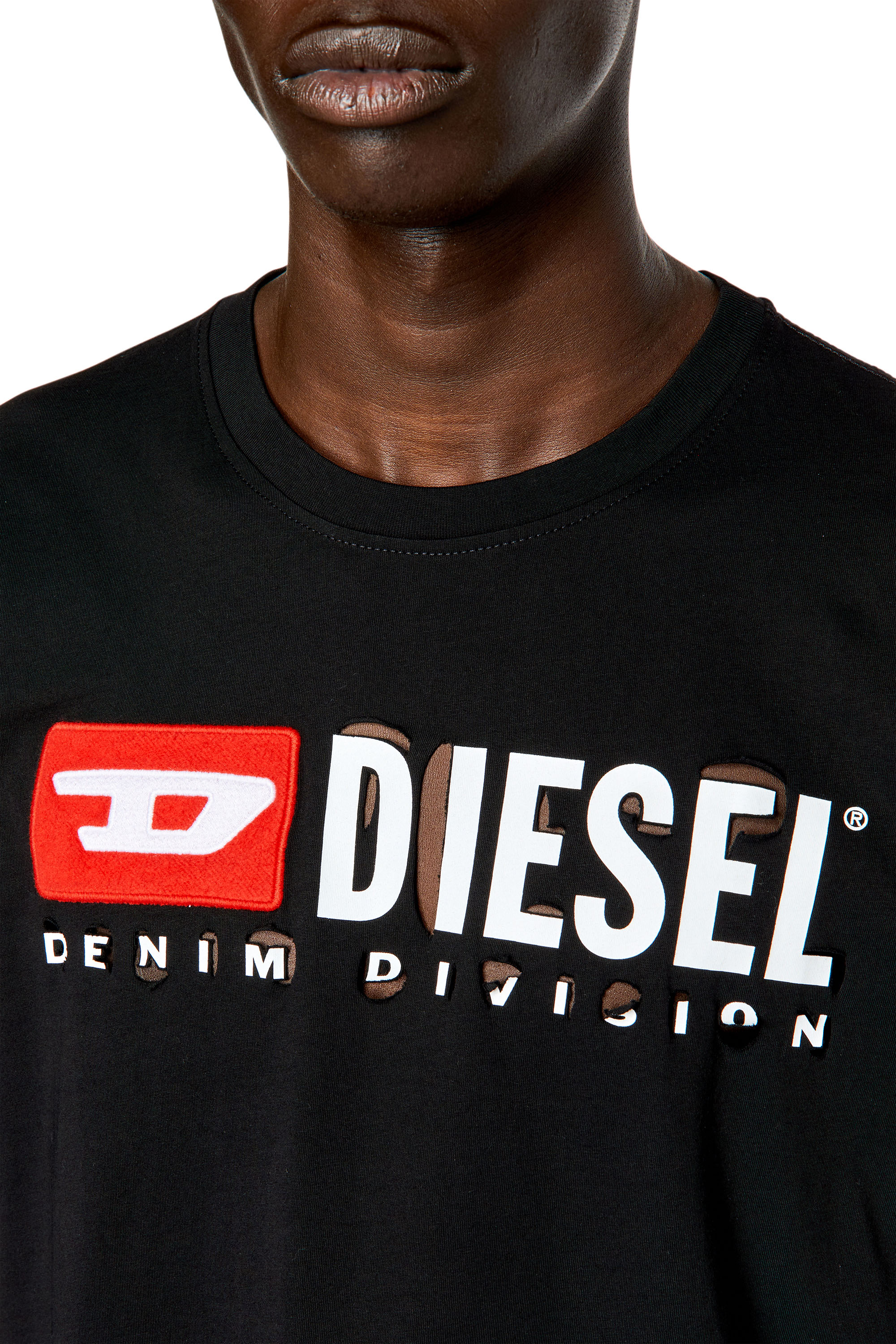 Diesel - T-JUST-DIVSTROYED, Man T-shirt with peel-off letters in Black - Image 5