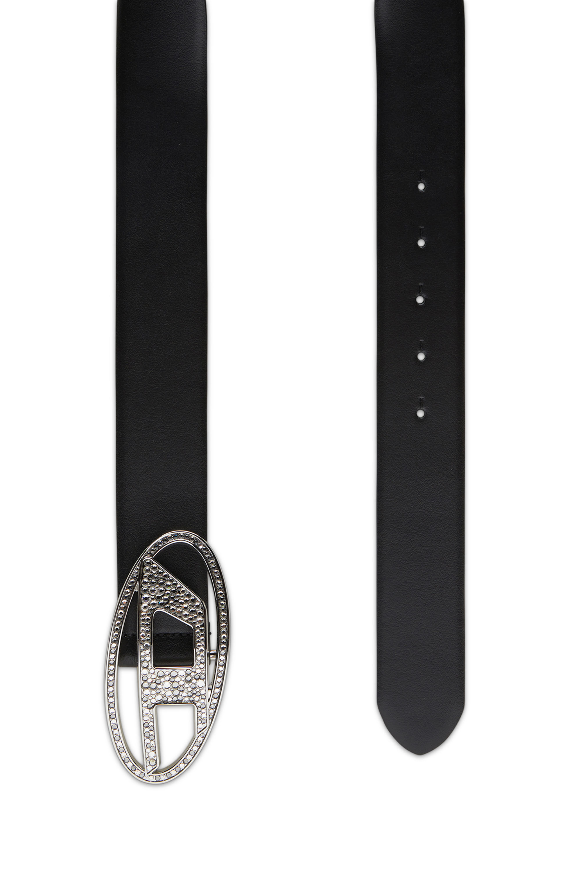 Diesel - B-1DR STRASS, Woman Leather belt with crystal buckle in Black - Image 2