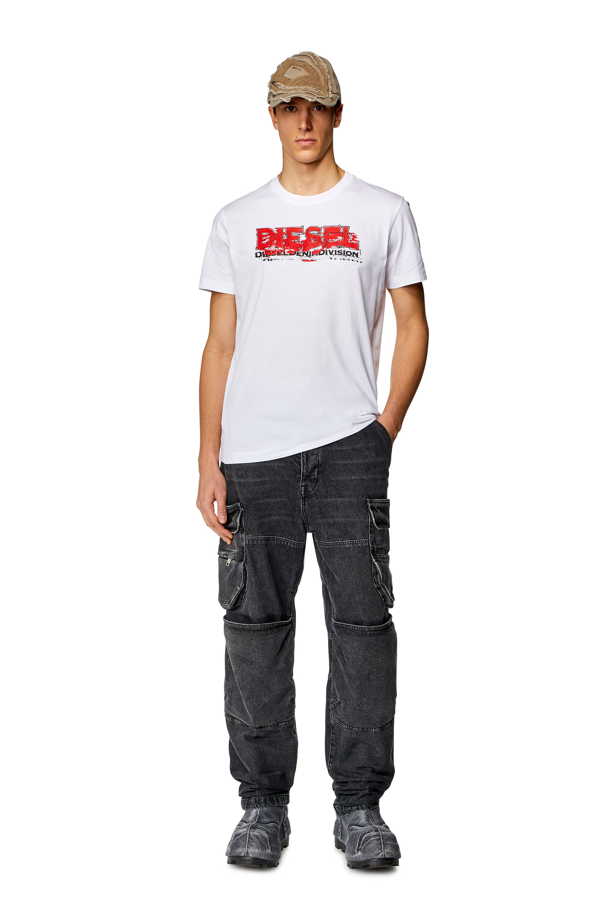 Diesel - T-DIEGOR-K70, Man T-shirt with glitchy logo in White - Image 2