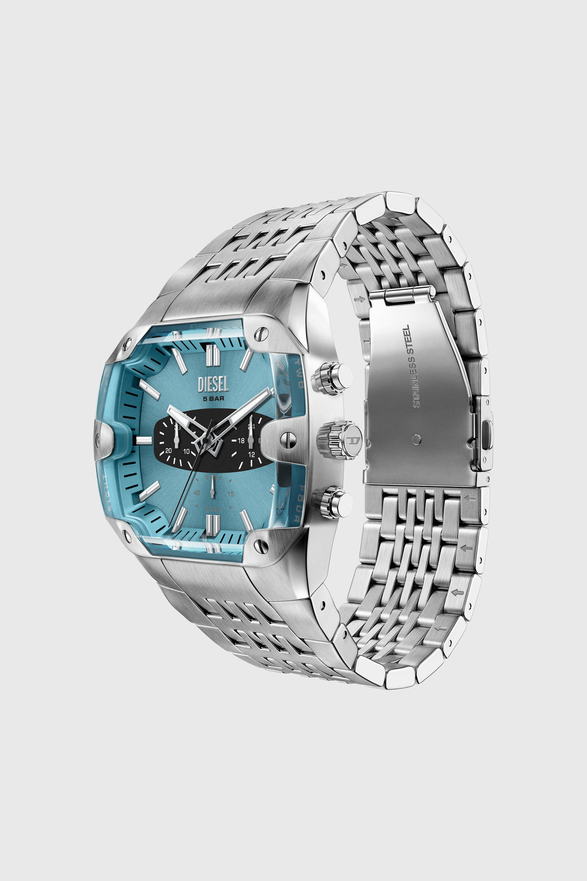 Diesel - DZ4725 WATCH, Man's Spiked cushion stainless steel watch in Silver - 2