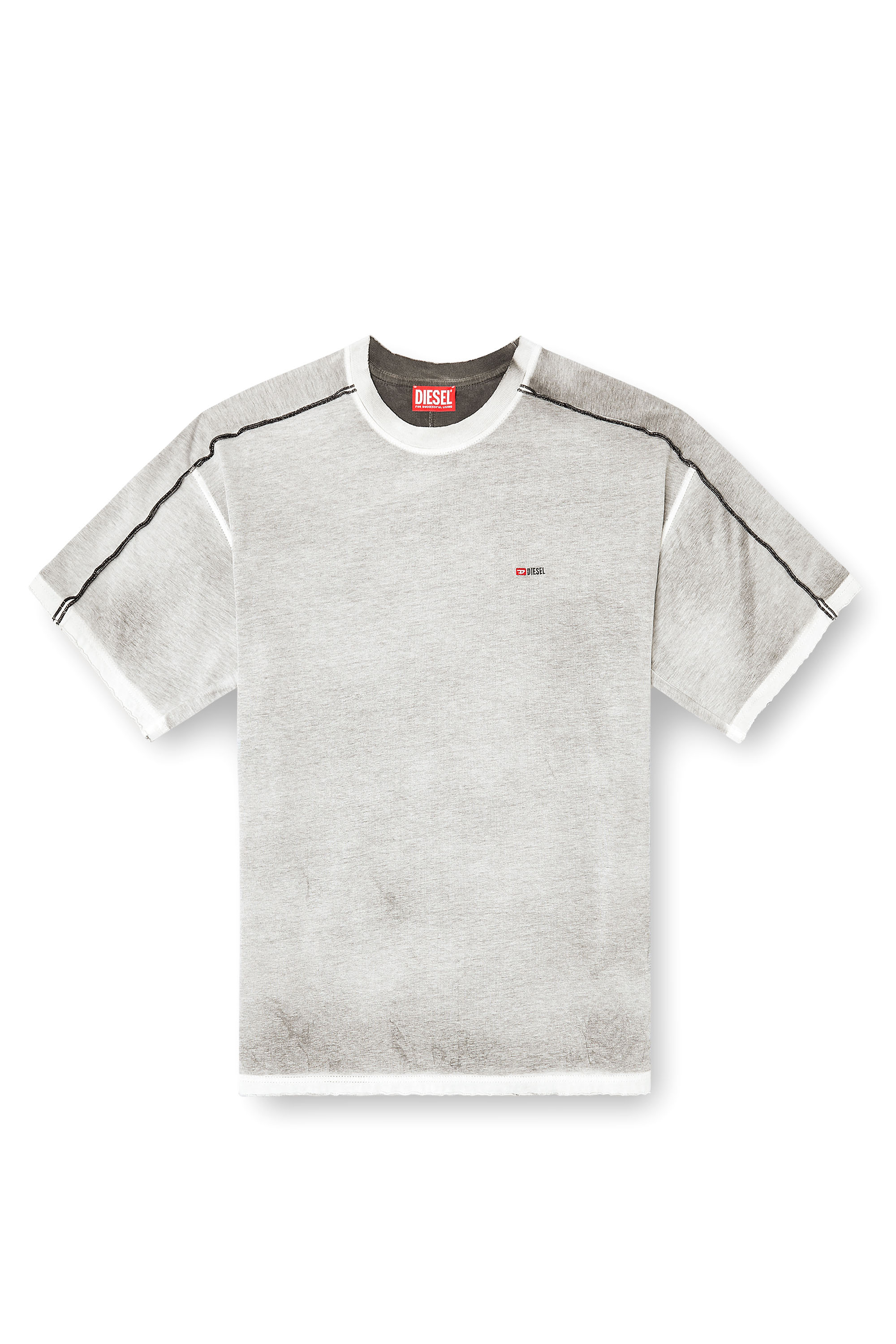 Diesel - T-RIVEN, Man's Relaxed cotton T-shirt with colour spray in Light Grey - 3