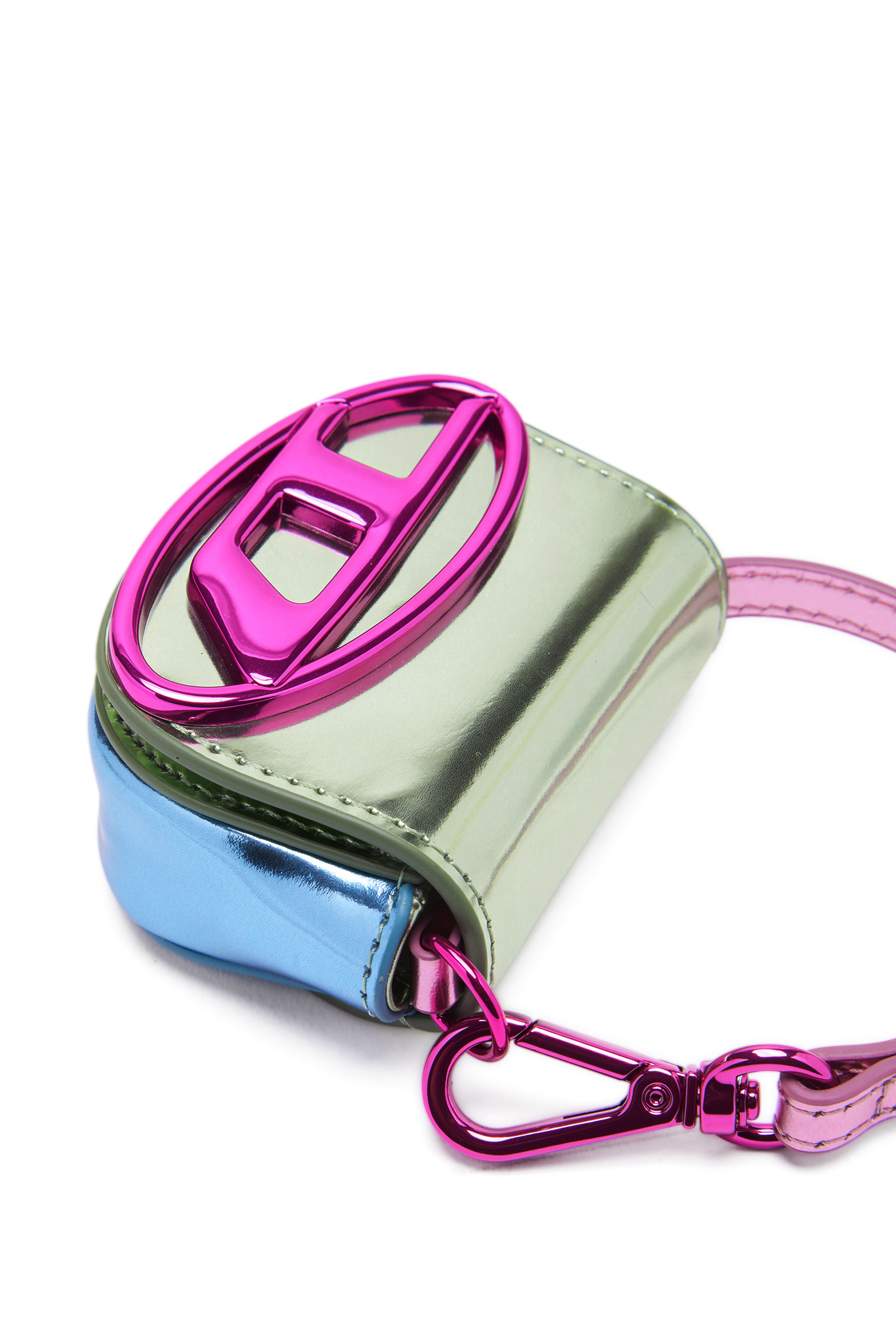 Diesel - 1DR XXS, Woman Iconic bag charm in mirror leather in Green - Image 3