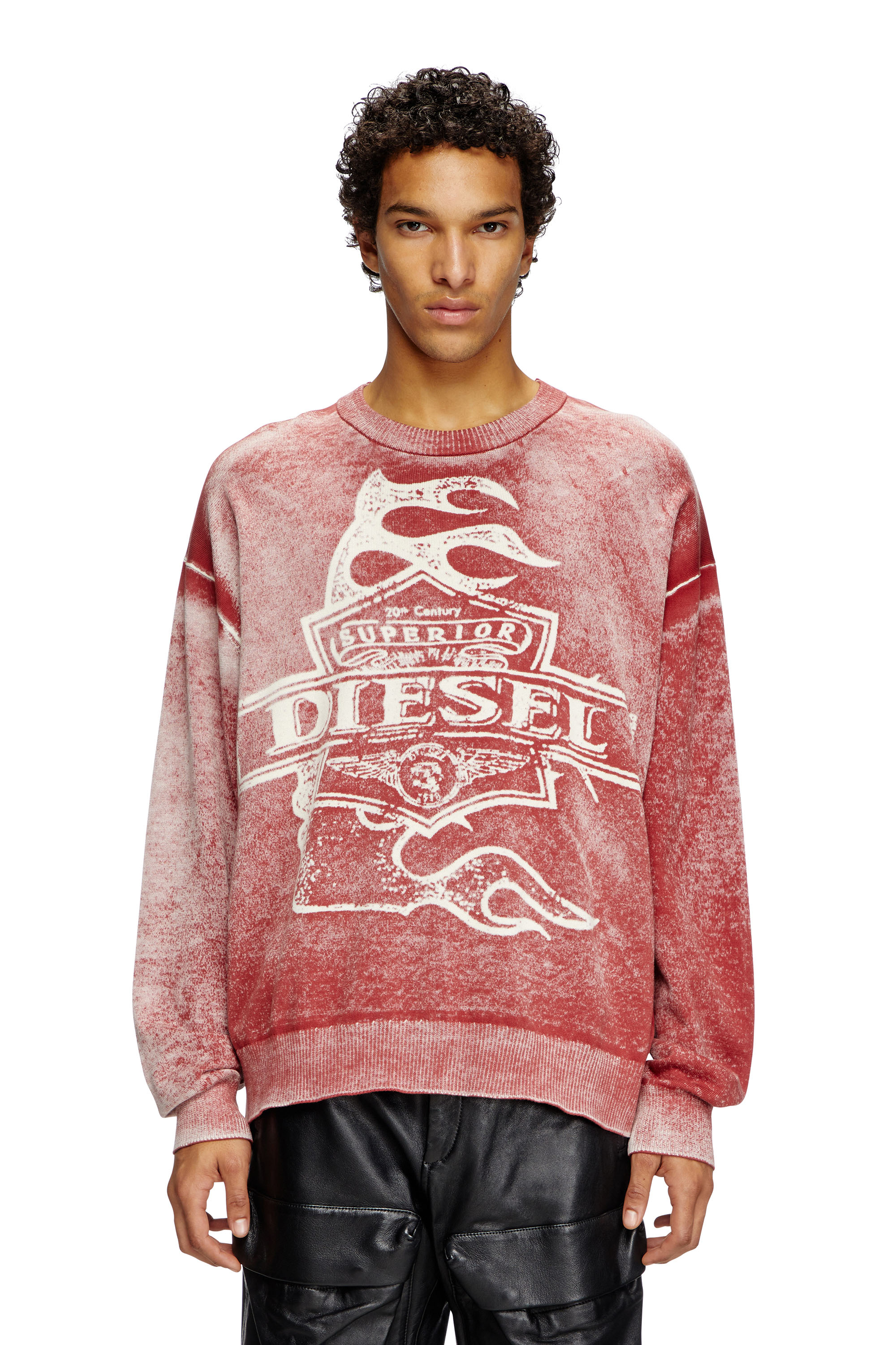 Diesel - K-BELEZ, Man's Reverse-print logo jumper in Red - 1