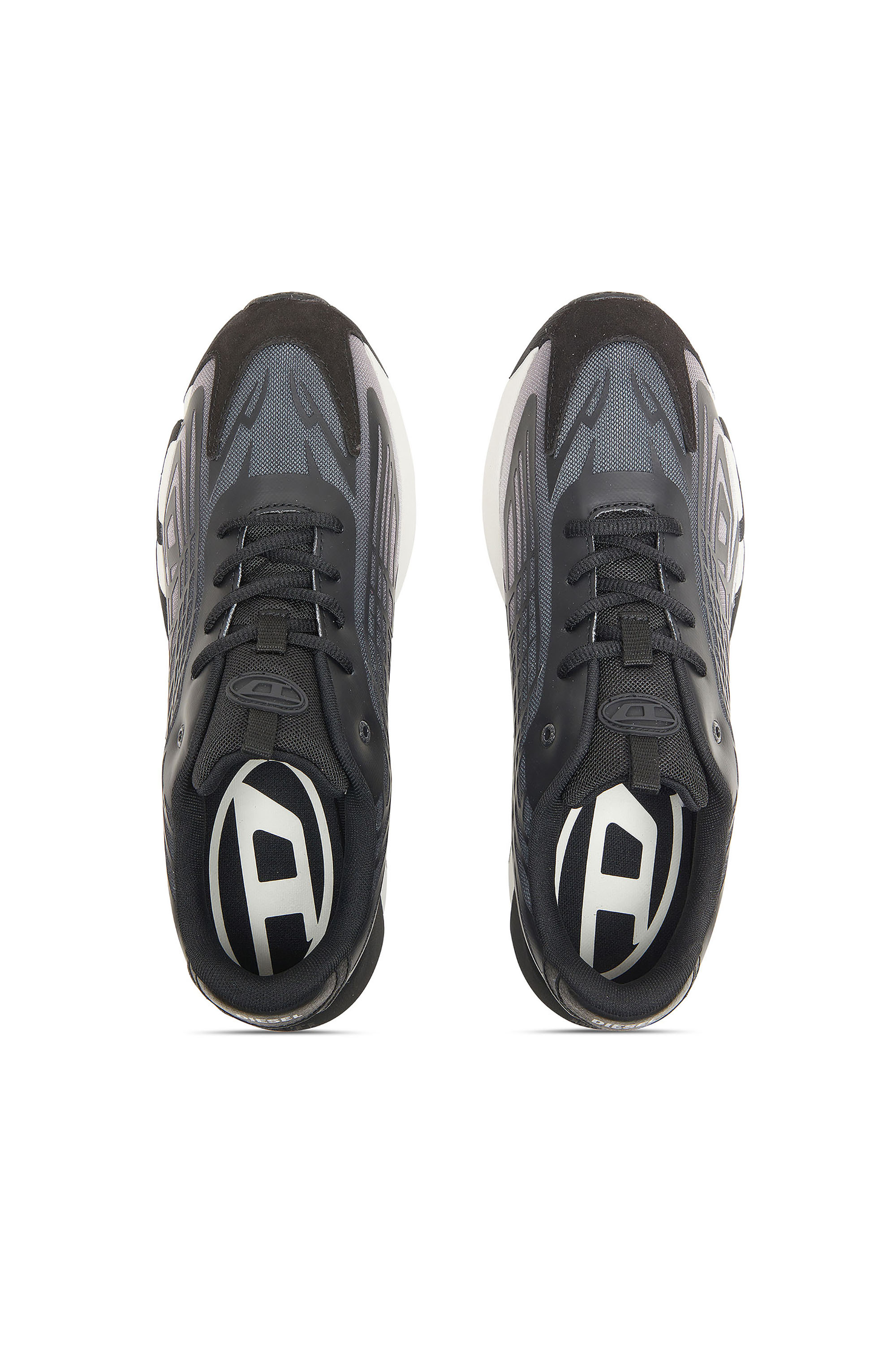 Diesel - S-D-VIT'S 500 LOW, Man's D-Vit-Sneakers in striped dégradé mesh in Black/White - 4