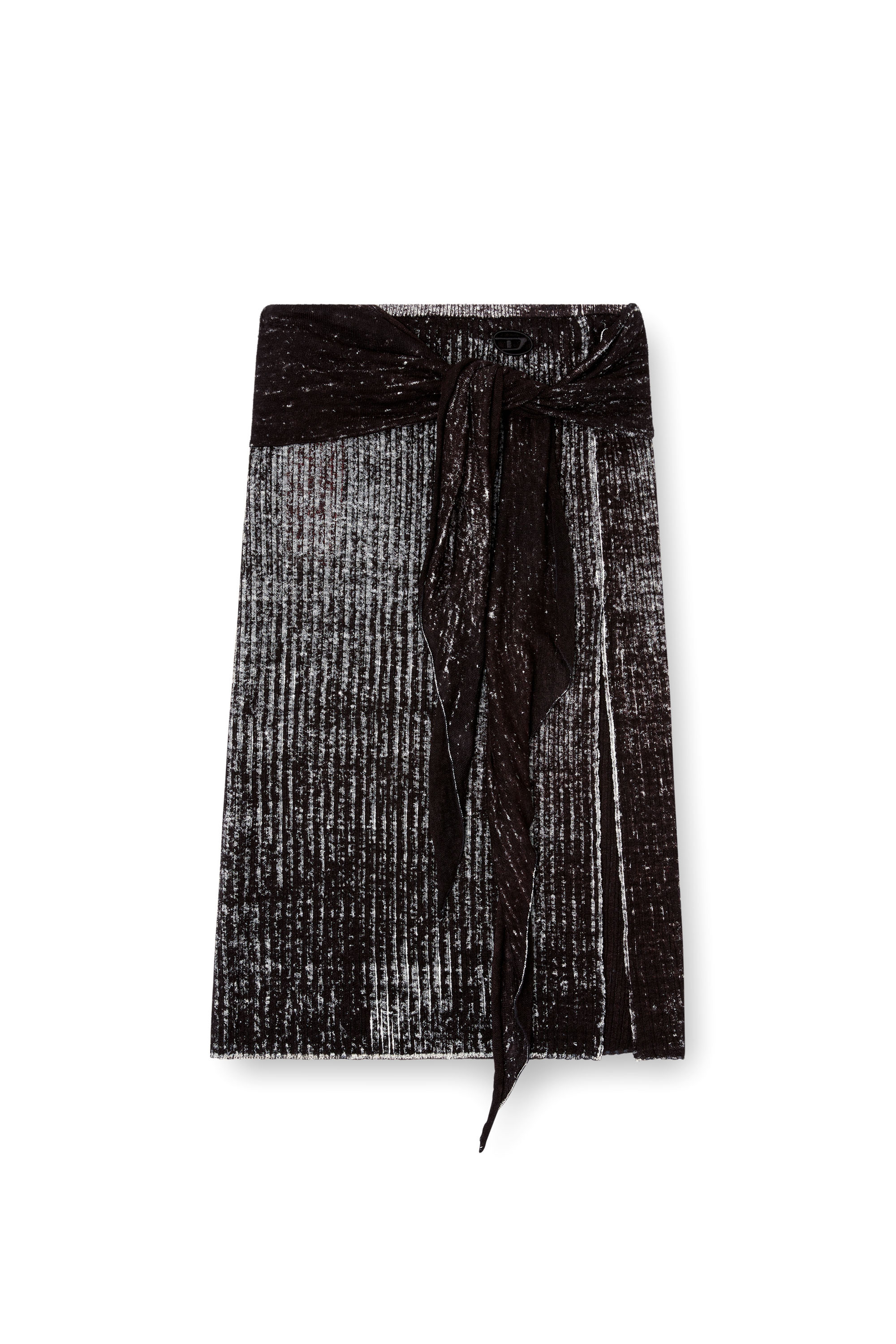 Diesel - M-EGANOID, Woman's Knitted skirt with hip tie in Black - 2
