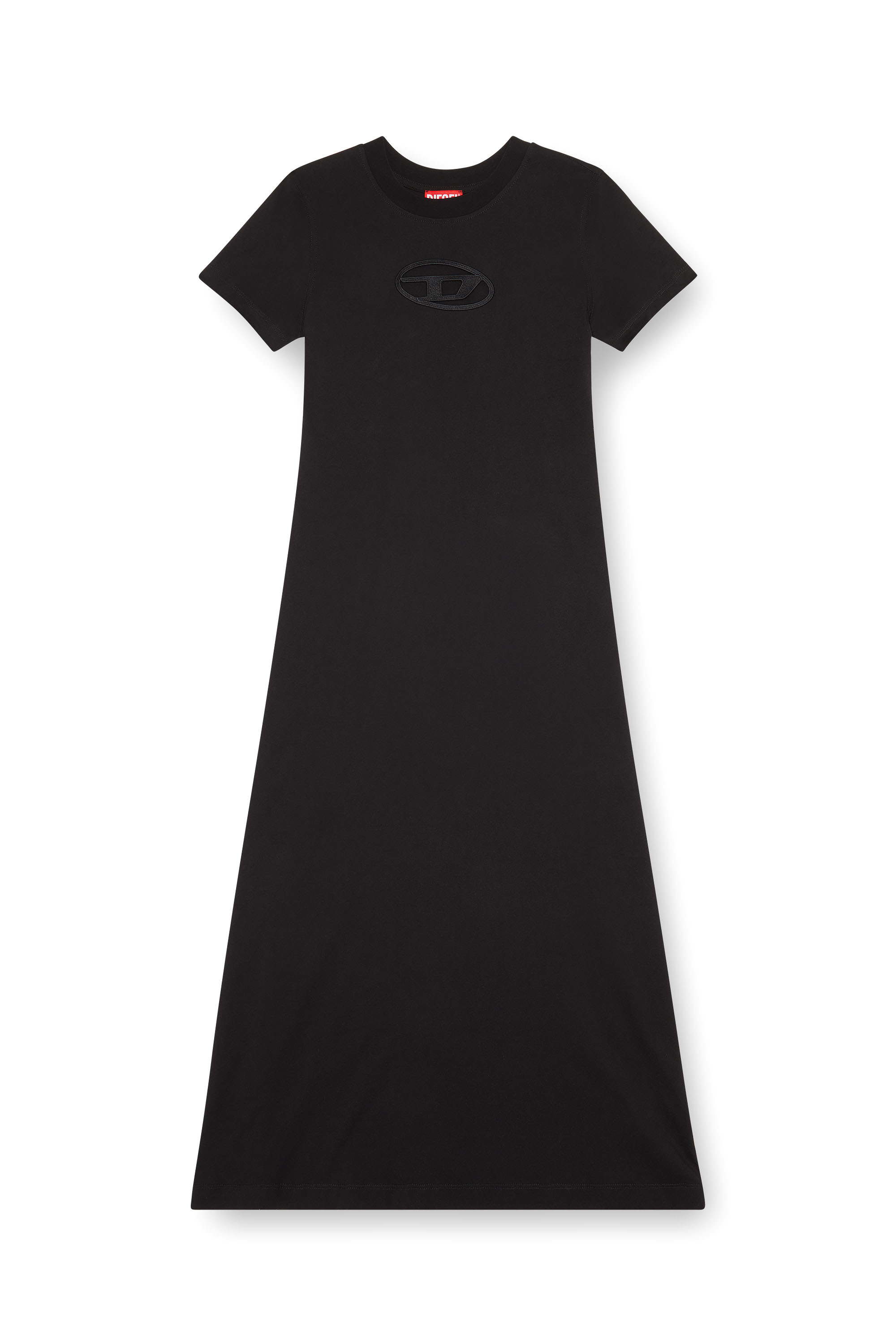 Diesel - D-ALIN-OD, Woman T-shirt dress with embroidered D in Black - Image 1