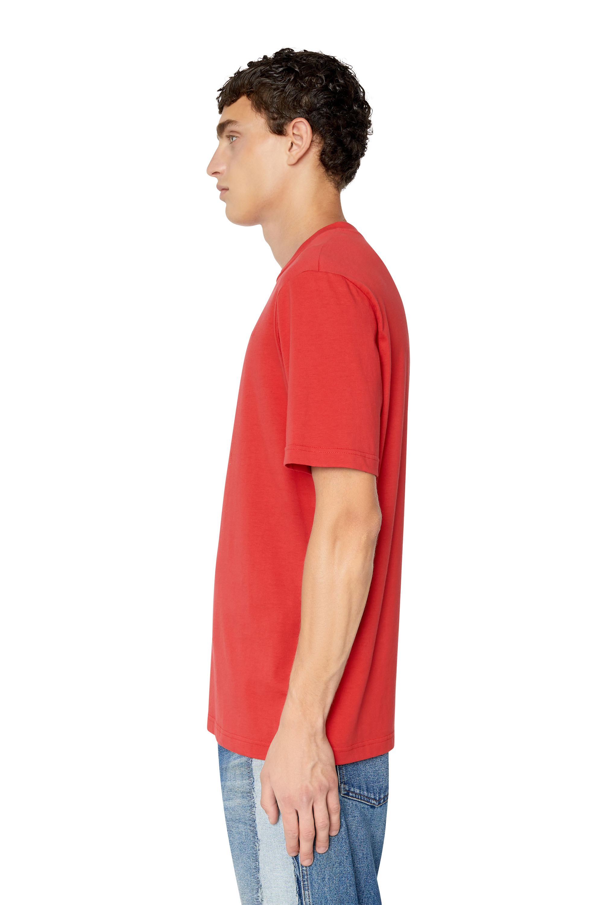 Diesel - T-JUST-MICRODIV, Man T-shirt with micro-embroidered logo in Red - Image 6