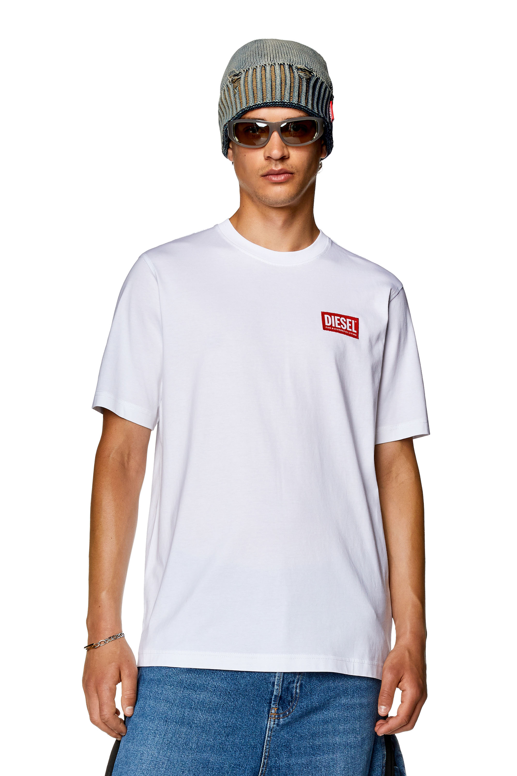 Diesel - T-JUST-NLABEL, Man T-shirt with logo patch in White - Image 1