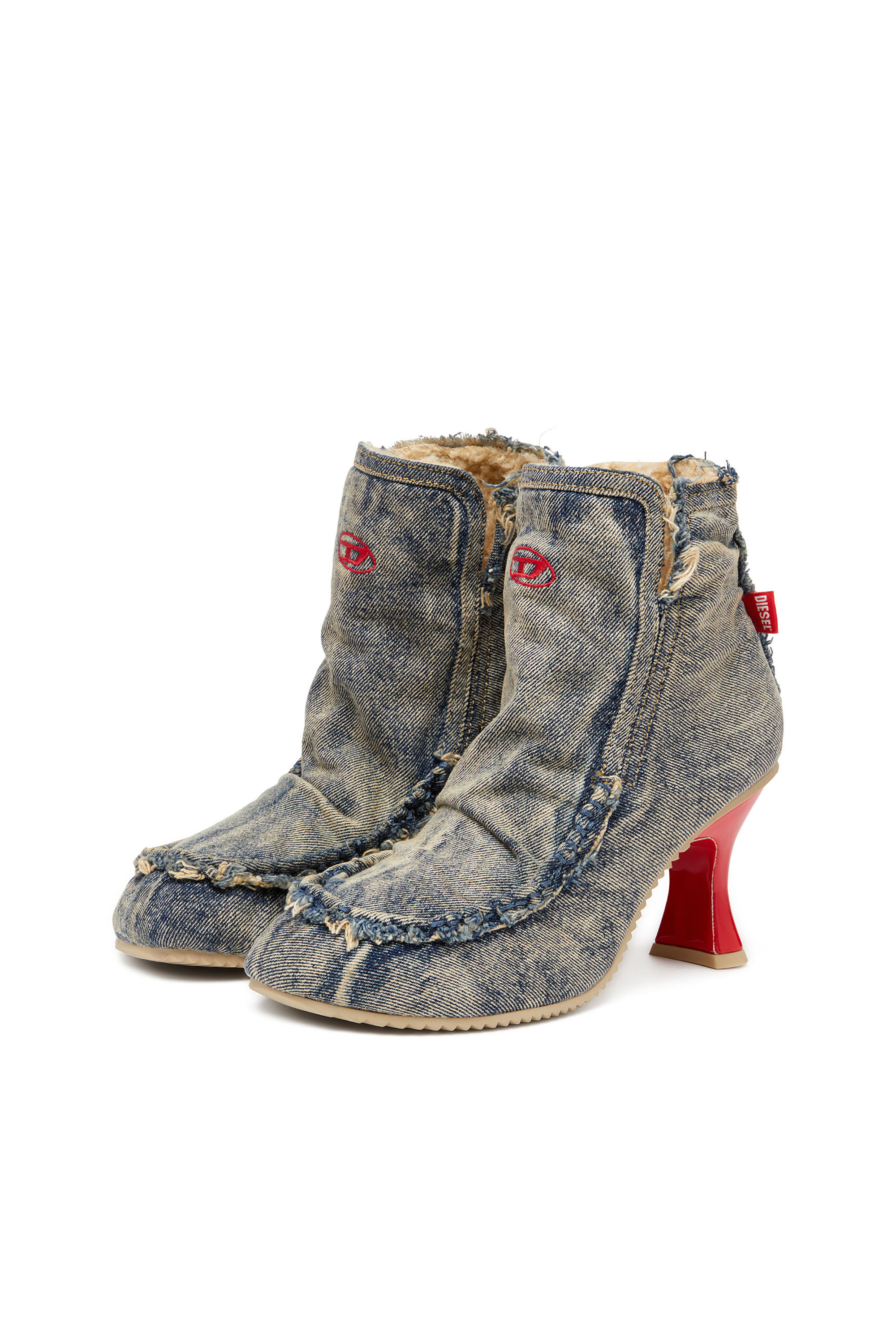 Diesel - D-WOODSTOCK HEEL AB, Woman's D-Woodstock - Denim boots with heel in Blue - 9
