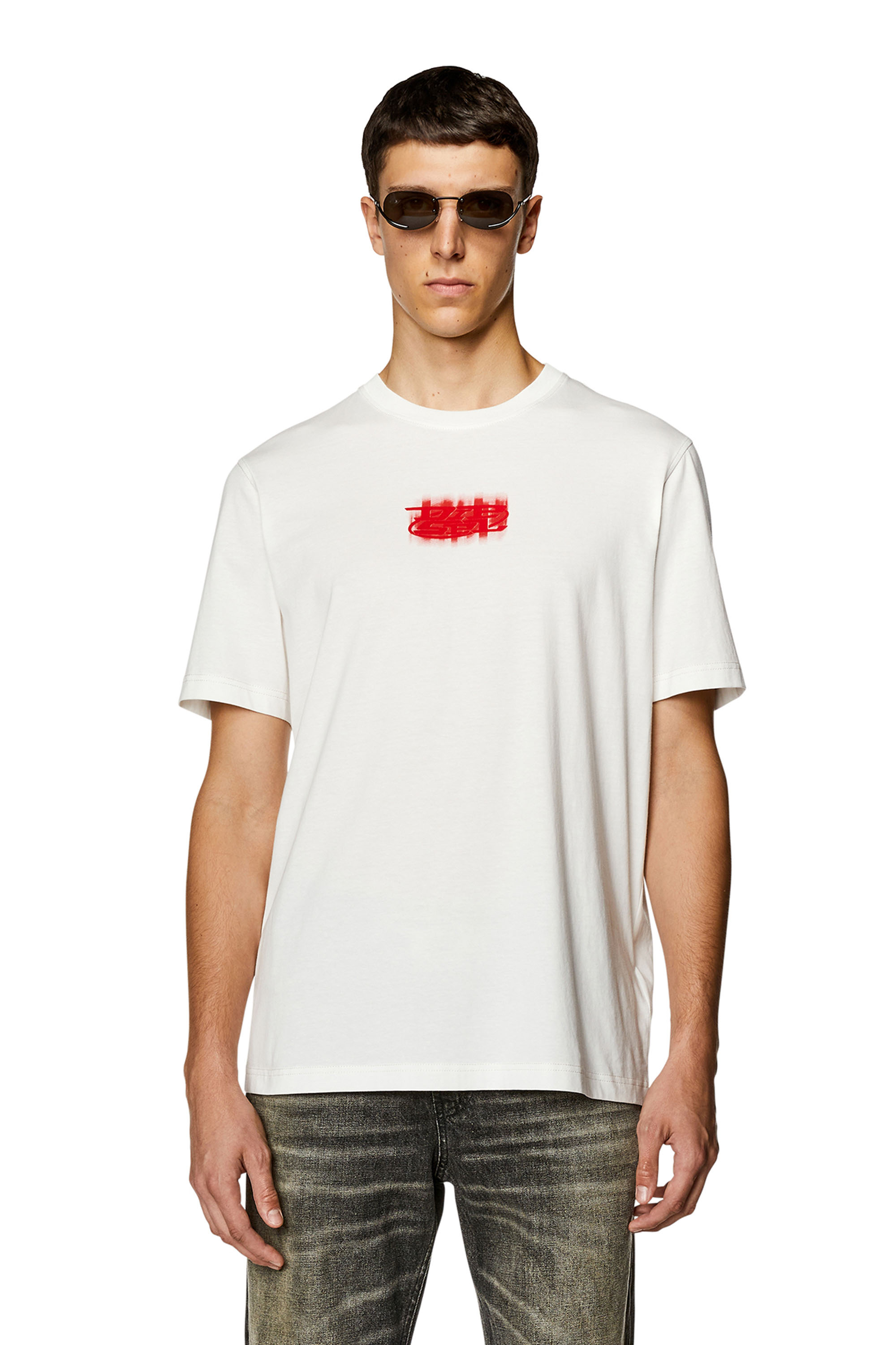 Diesel - T-JUST-N4, Man Logo-flocked T-shirt in organic cotton in White - Image 1