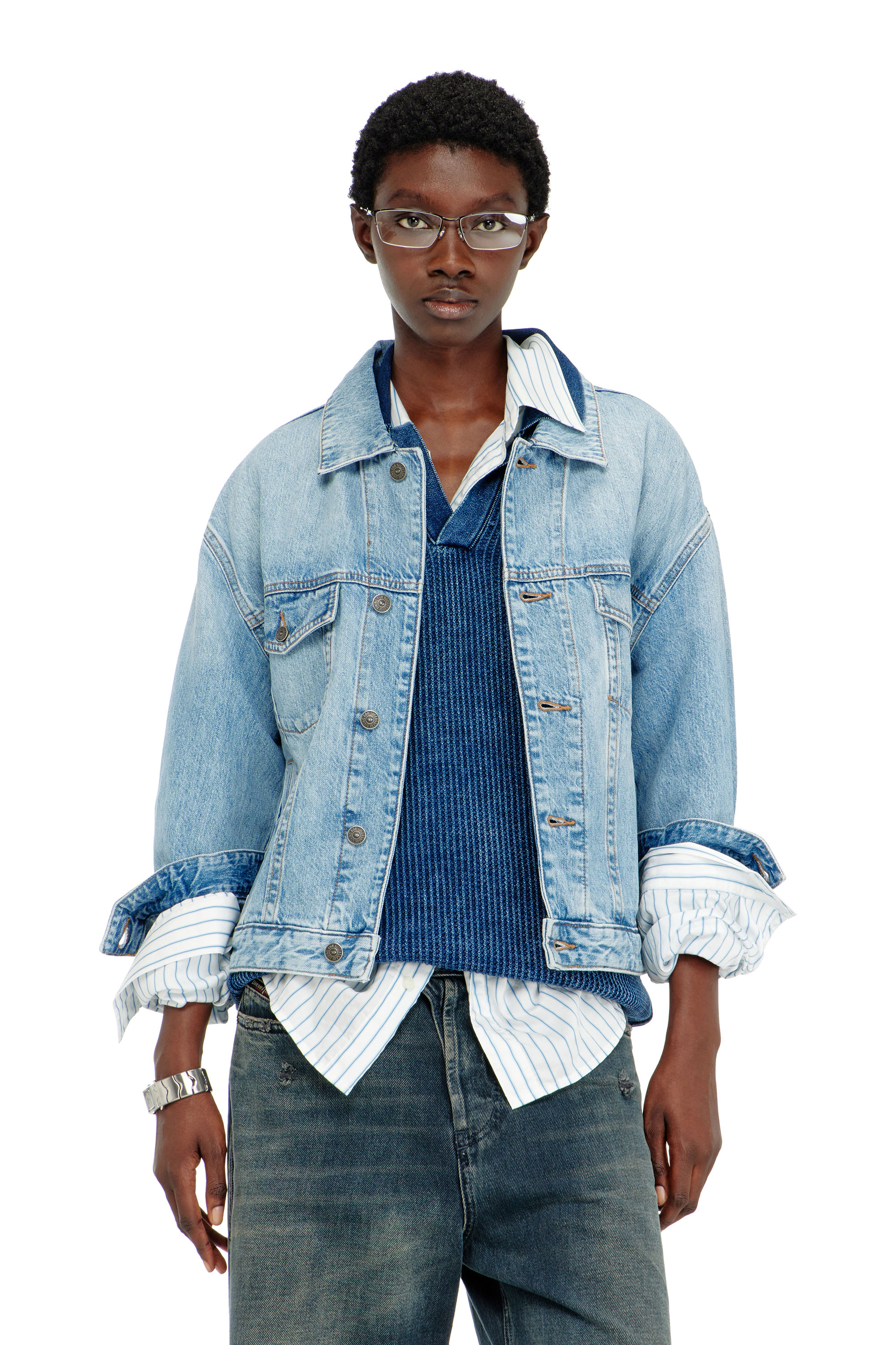 Diesel - D-RANGER, Unisex's Trucker jacket in denim in Light Blue - 3