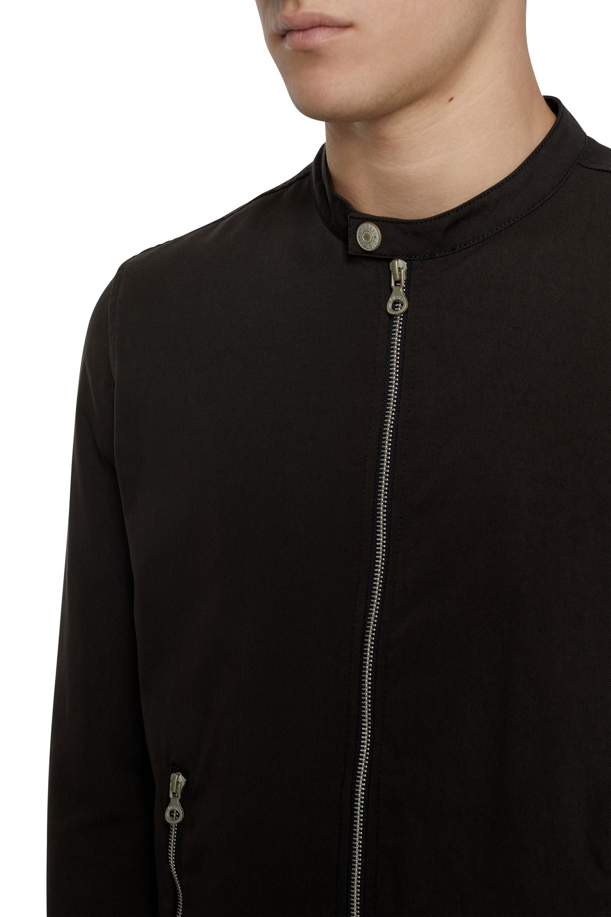 Diesel - J-GLORY-NW, Man Biker jacket in cotton-touch nylon in Black - Image 5