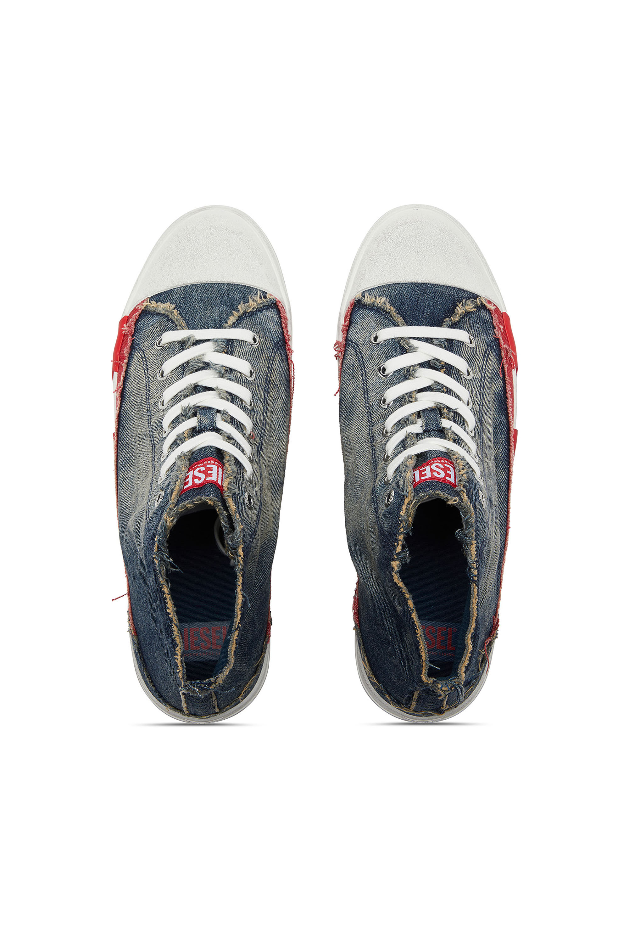 Diesel - S-D-VERSE MID II, Man's D-Verse-High-top sneakers in denim with D logo in Blue/Red - 4