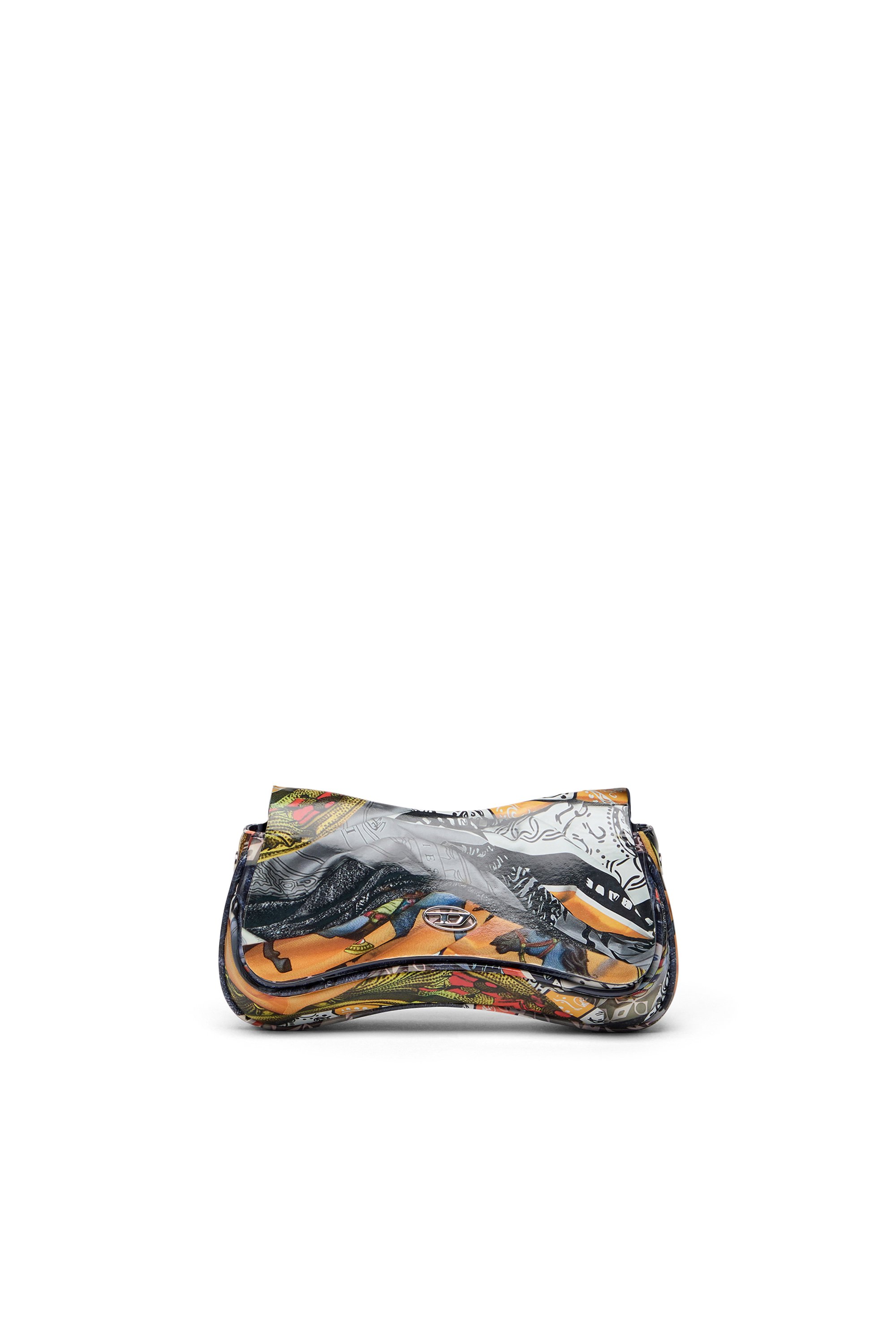 Diesel - PLAY CLUTCH, Woman's Play-Glossy clutch with print in Orange/Blue - 1