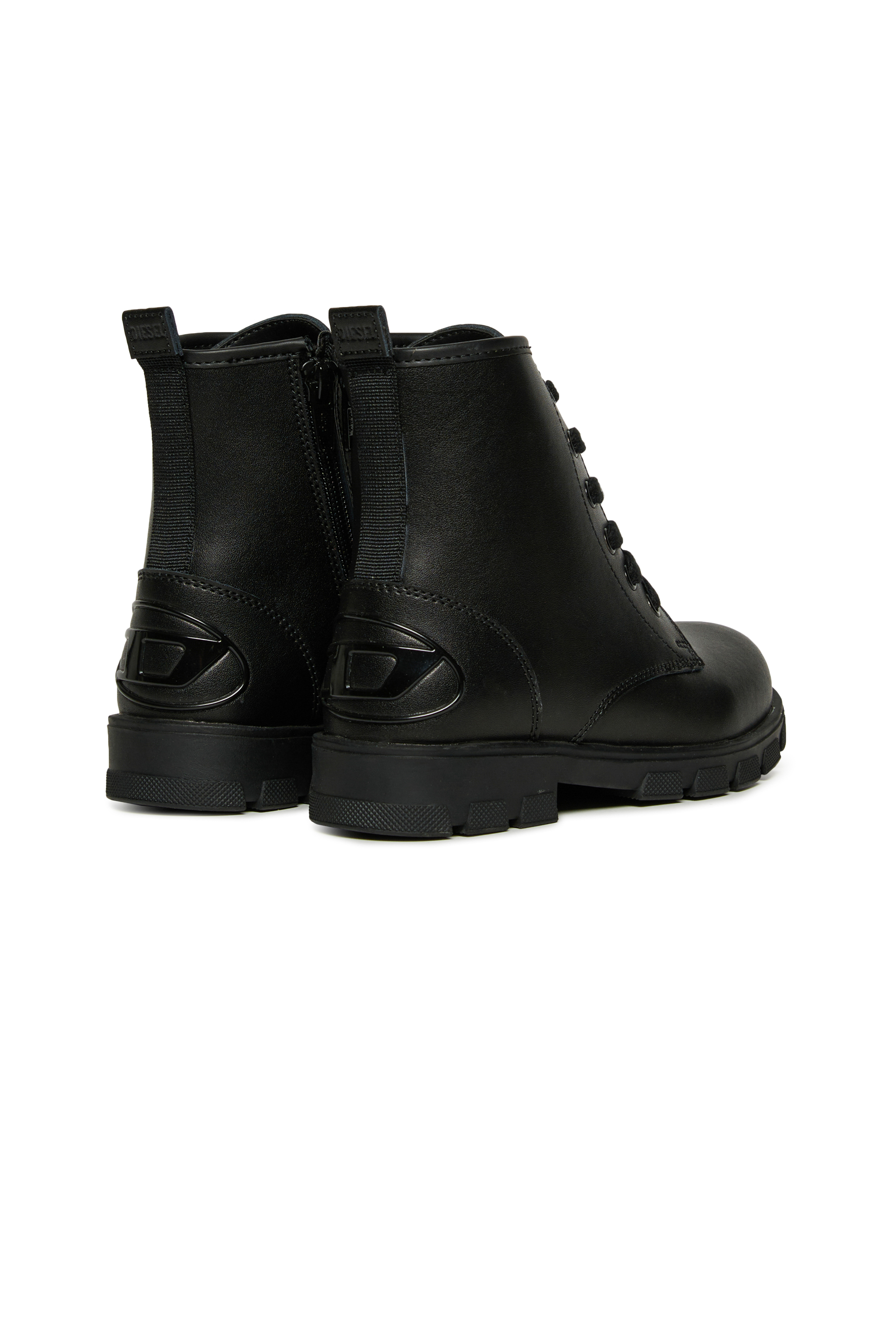 Diesel - D-HAMMER AK LACE, Unisex's D-Hammer Leather Boots with Side Zip in Black - 4