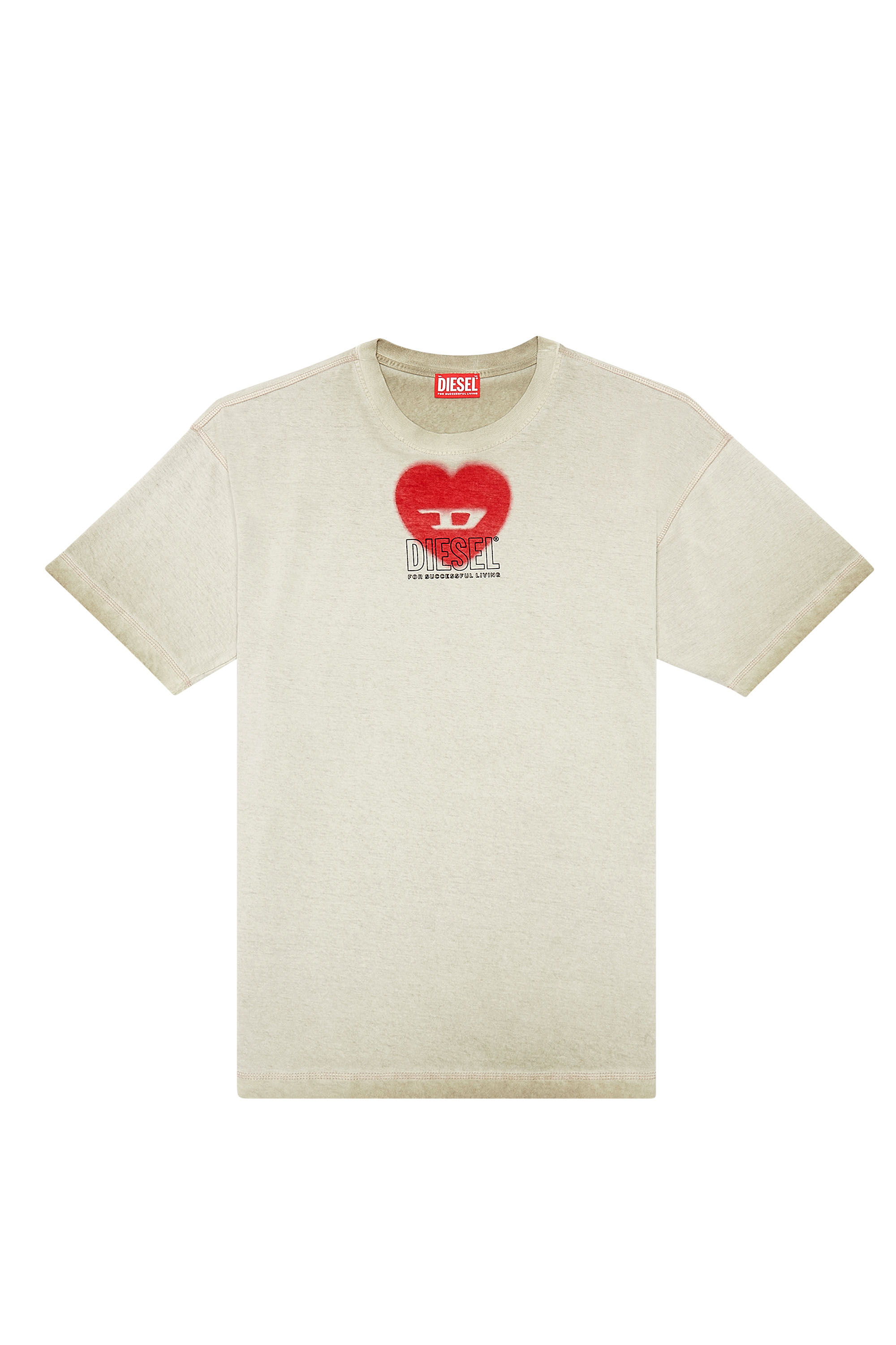 Diesel - T-BUXT-N4, Man T-shirt with heart print in Beige - Image 3