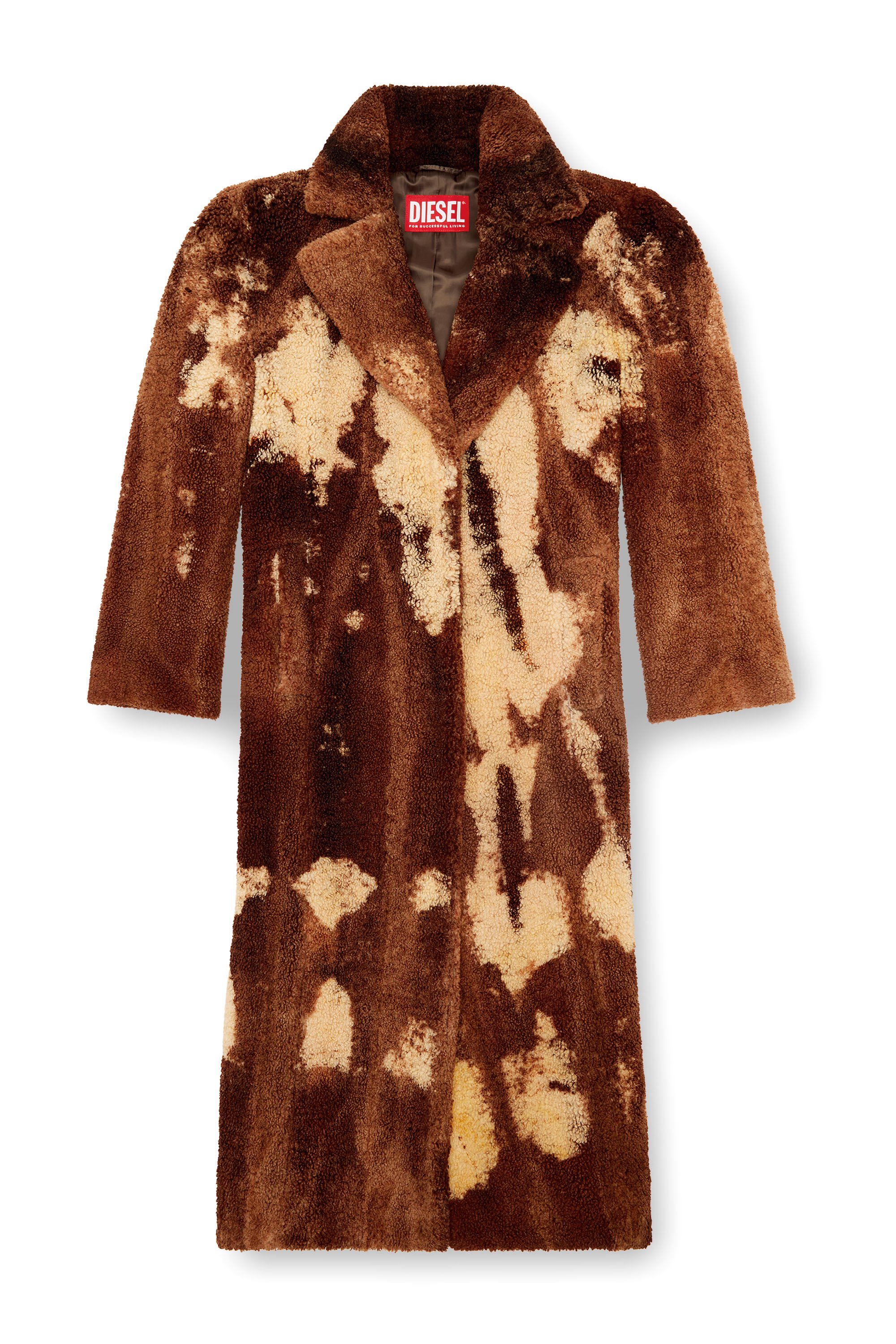 Diesel - W-ILLOW, Woman's Long coat in treated teddy fleece in Brown - 5