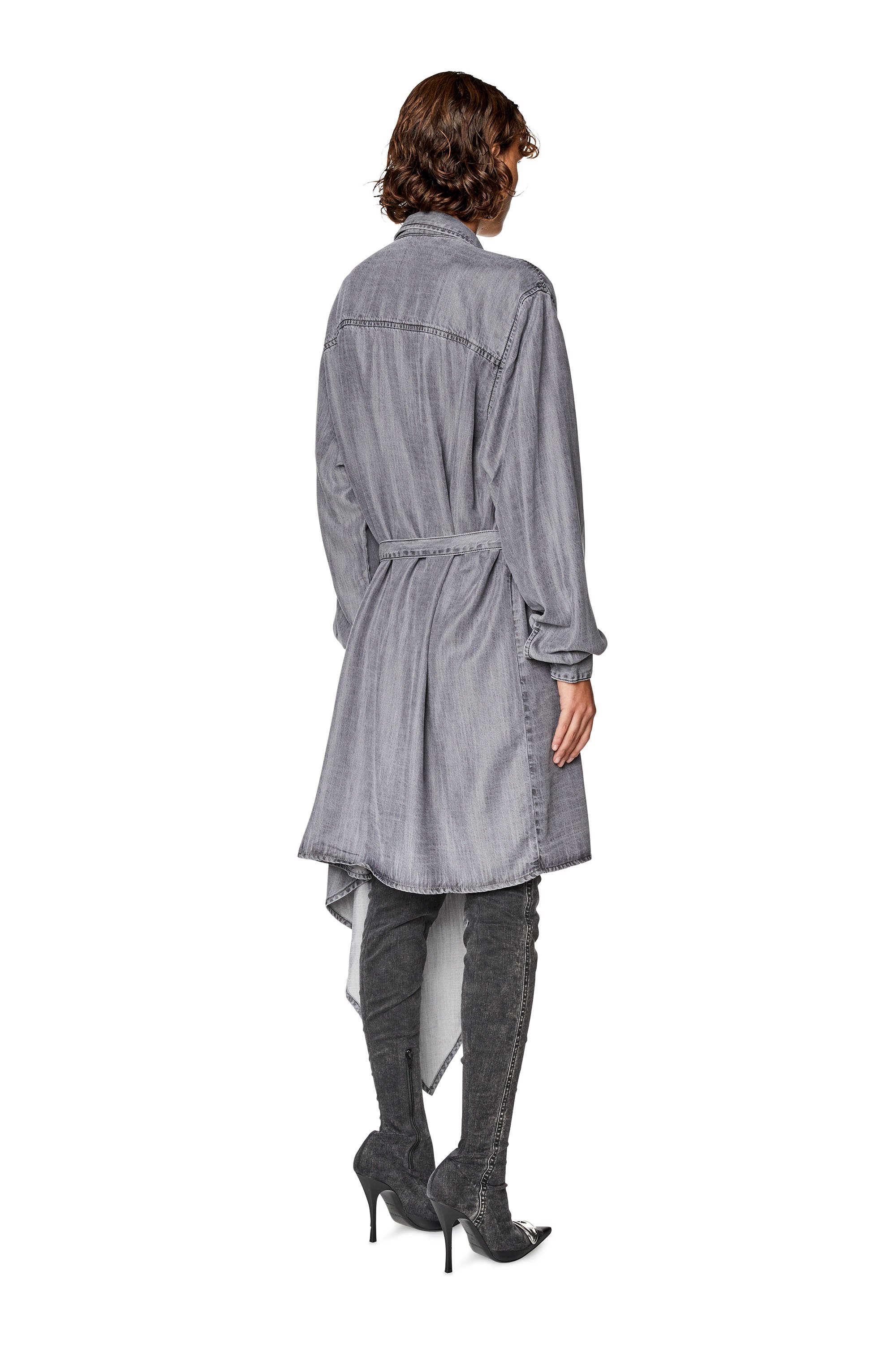Diesel - DE-TRISS, Woman Shirt dress in light denim in Grey - Image 3