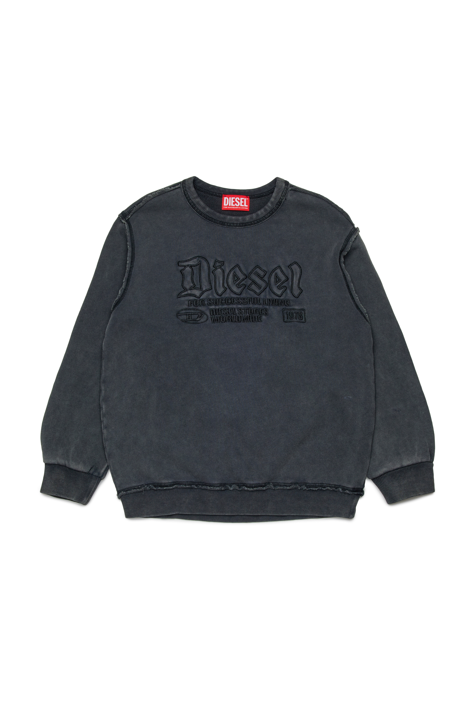 Diesel - SBOXTRAW OVER, Man's Cotton sweatshirt with embossed logo in Black - 2
