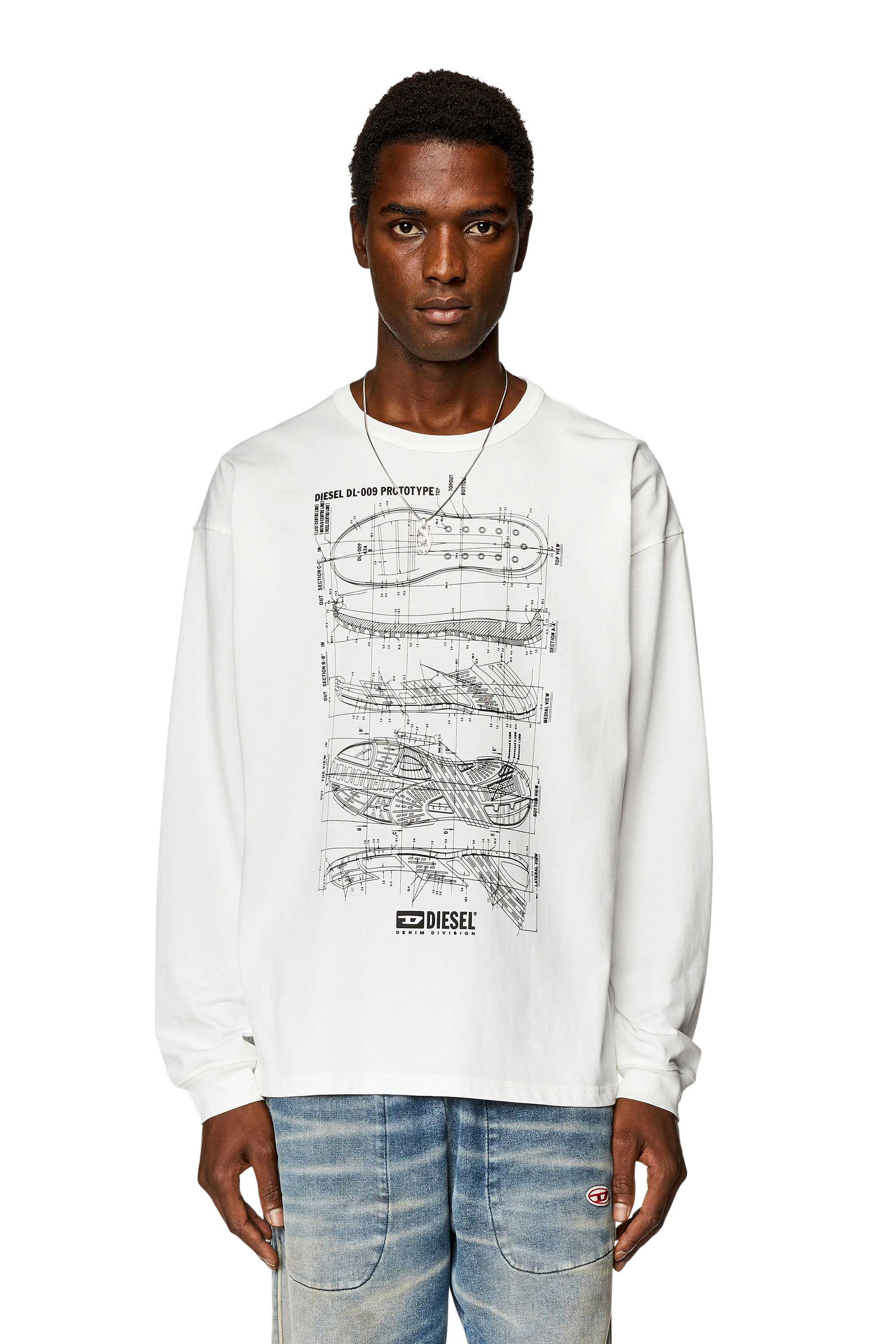 Diesel - T-BOXT-LS-N5, Man Long-sleeve T-shirt with Prototype print in White - Image 1