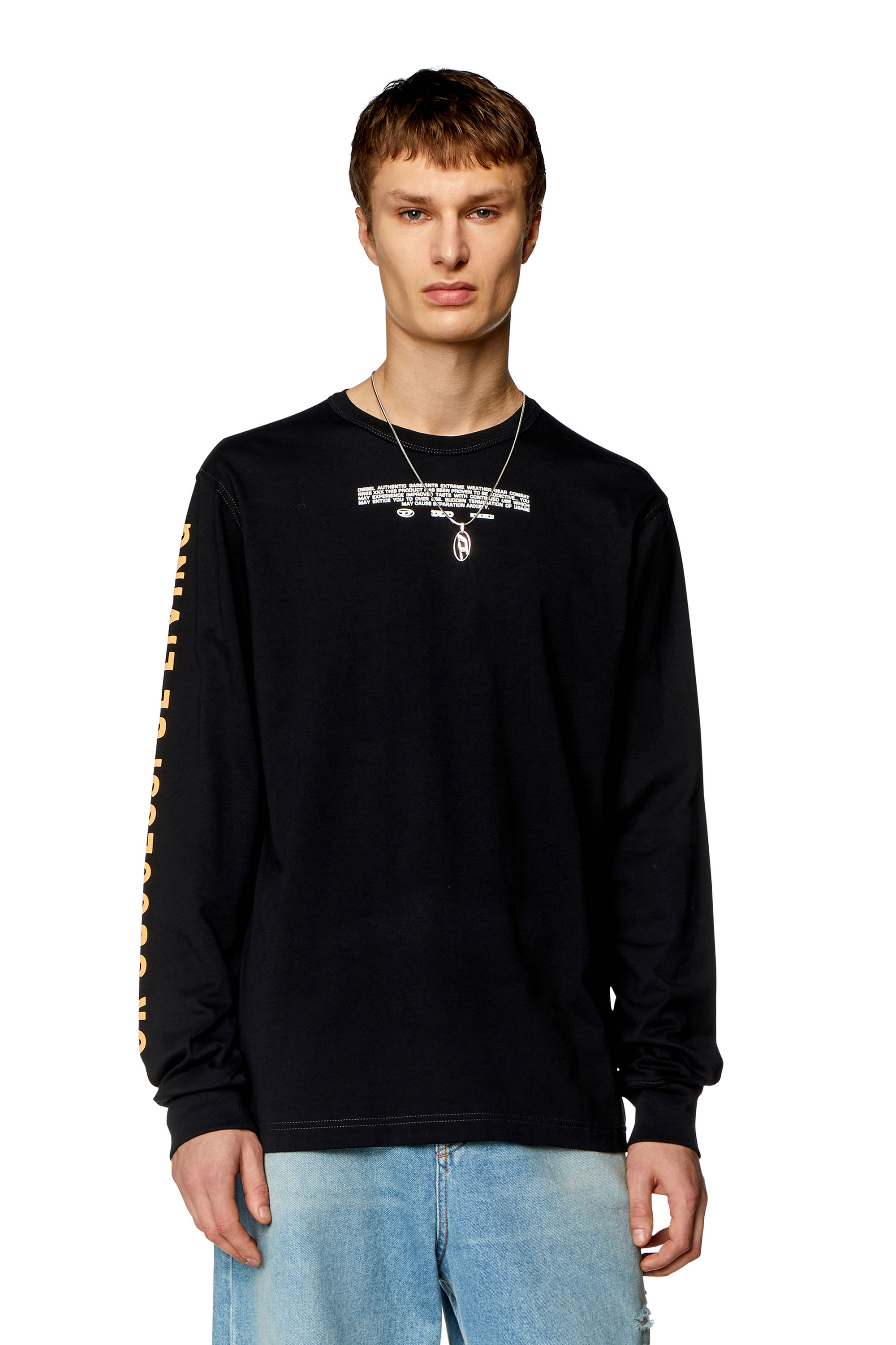 Diesel - T-JUST-LS-N5, Man Long-sleeve T-shirt with mixed logos in Black - Image 1