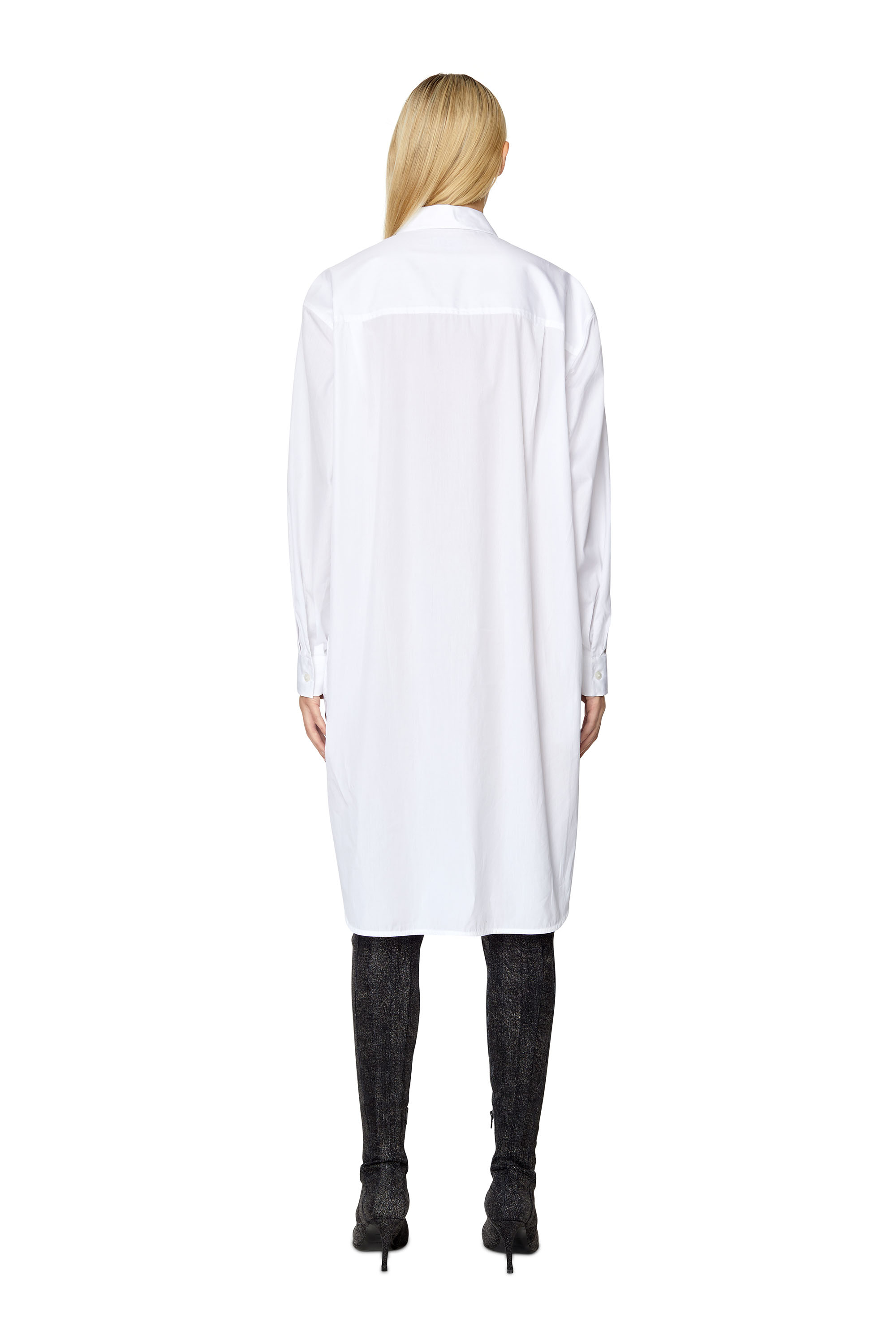 Diesel - D-LUNAR-B, Woman Shirt dress with 3D embroidery in White - Image 2
