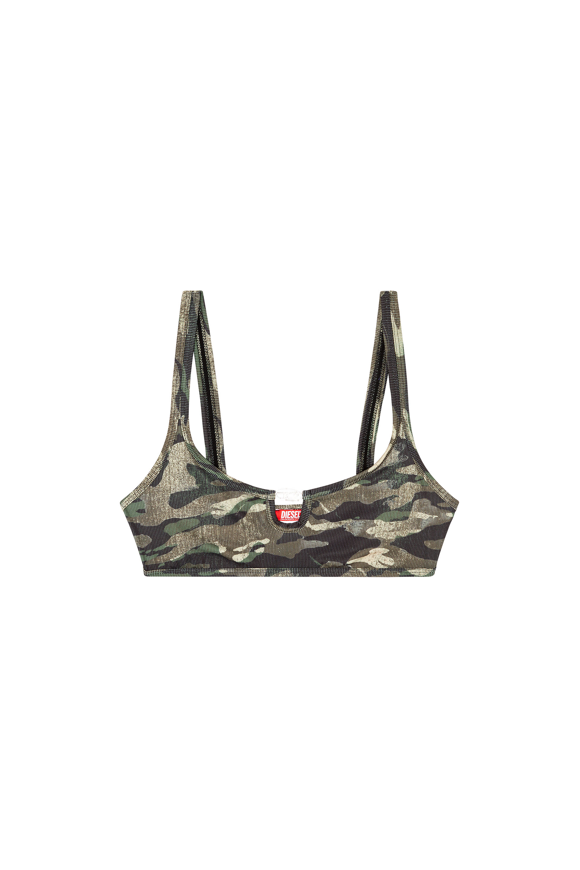 Diesel - BFB-UT-BRA-TOP, Woman Ribbed bralette with camo print in Green - Image 4