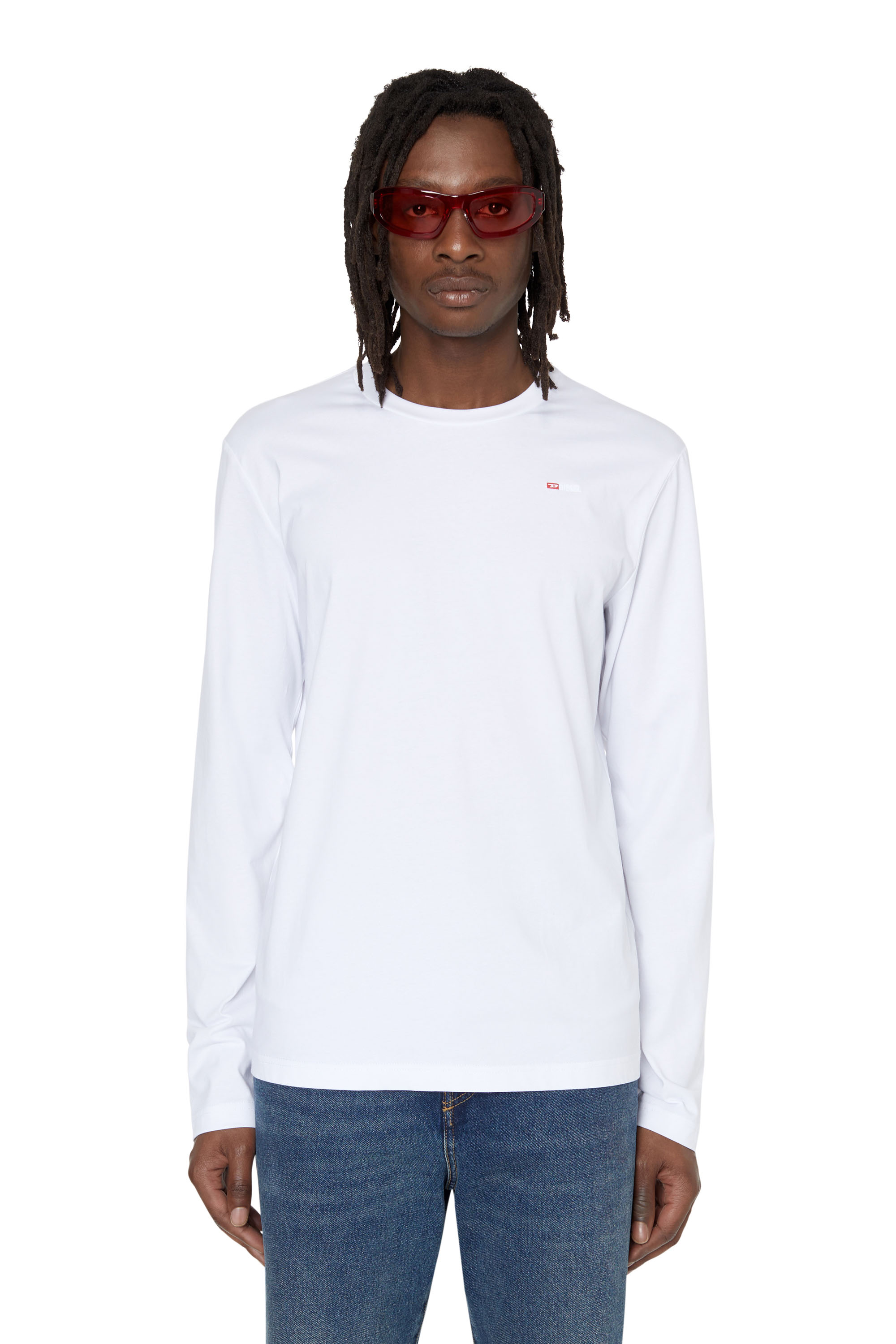 Diesel - T-DIEGOR-LS-MICRODIV, Man Long-sleeve T-shirt with micro logo in White - Image 1