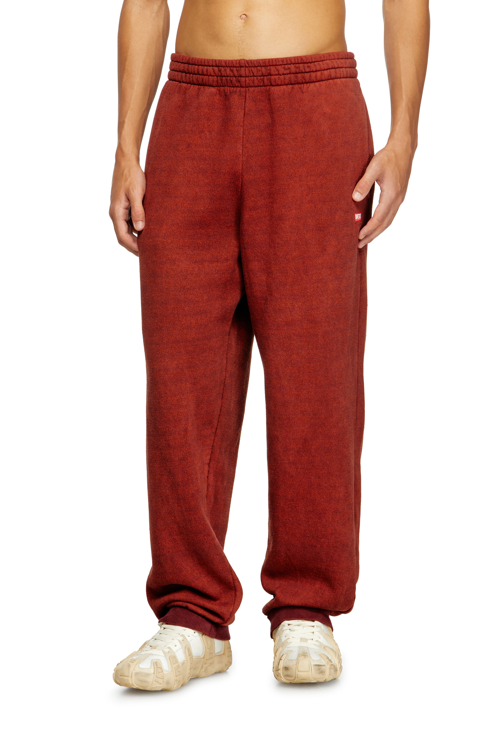 Diesel - P-MARKY-CUFF, Man's Drawstring pants with ribbed trim in Red - 1