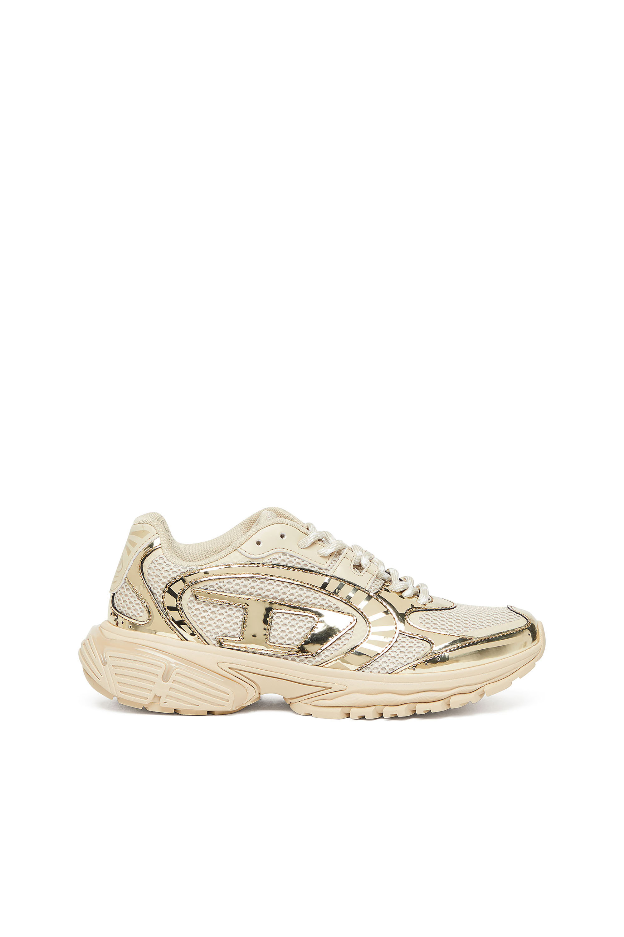 Diesel - S-PRO-V-DENSE LOW W, Woman's S-Pro-V-Dense-Metallic mesh sneakers with Oval D logo in Beige - 1