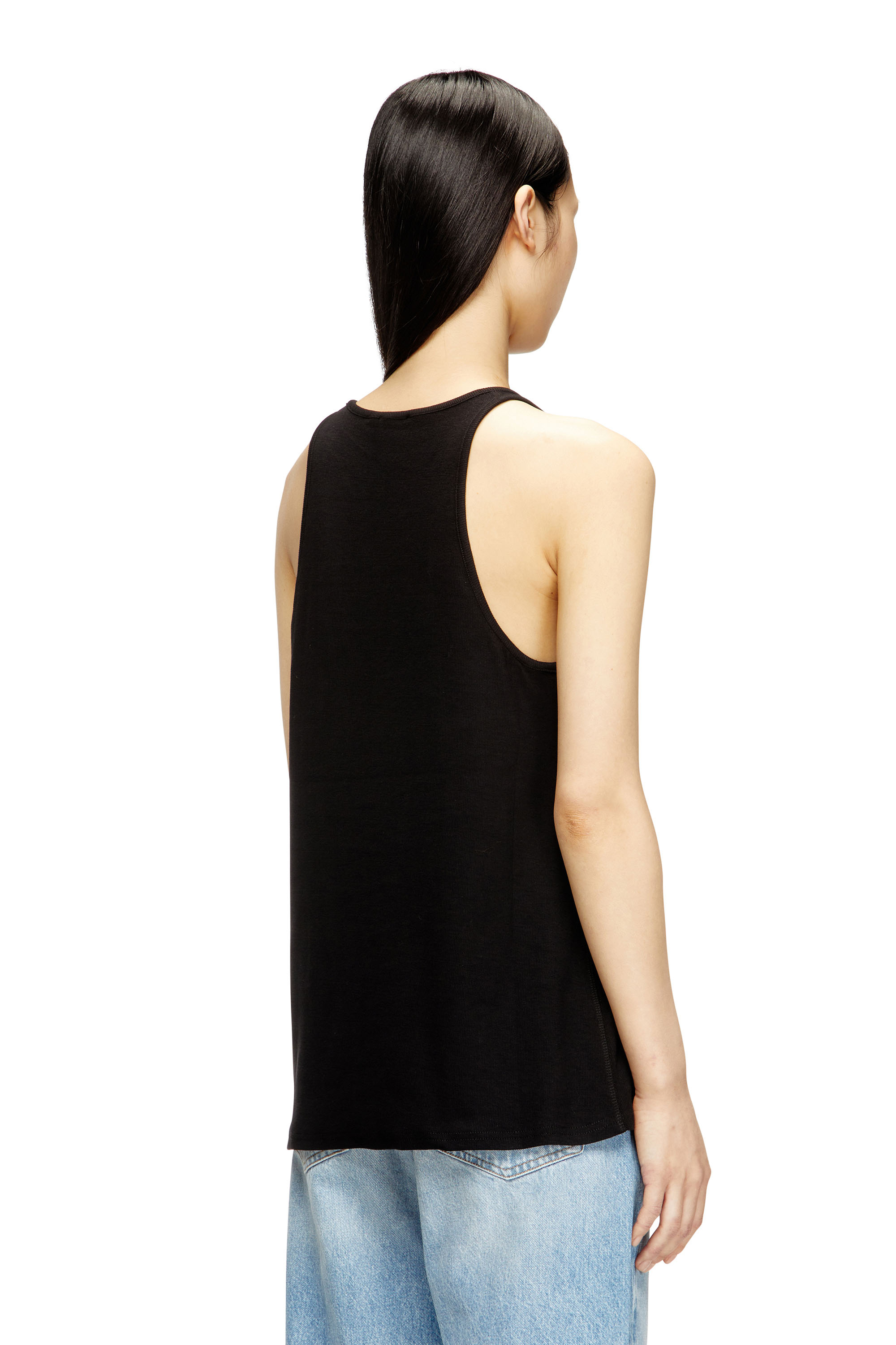 Diesel - T-IPSYA-LKDS, Woman's Ribbed tank with Oval D in Black - 4