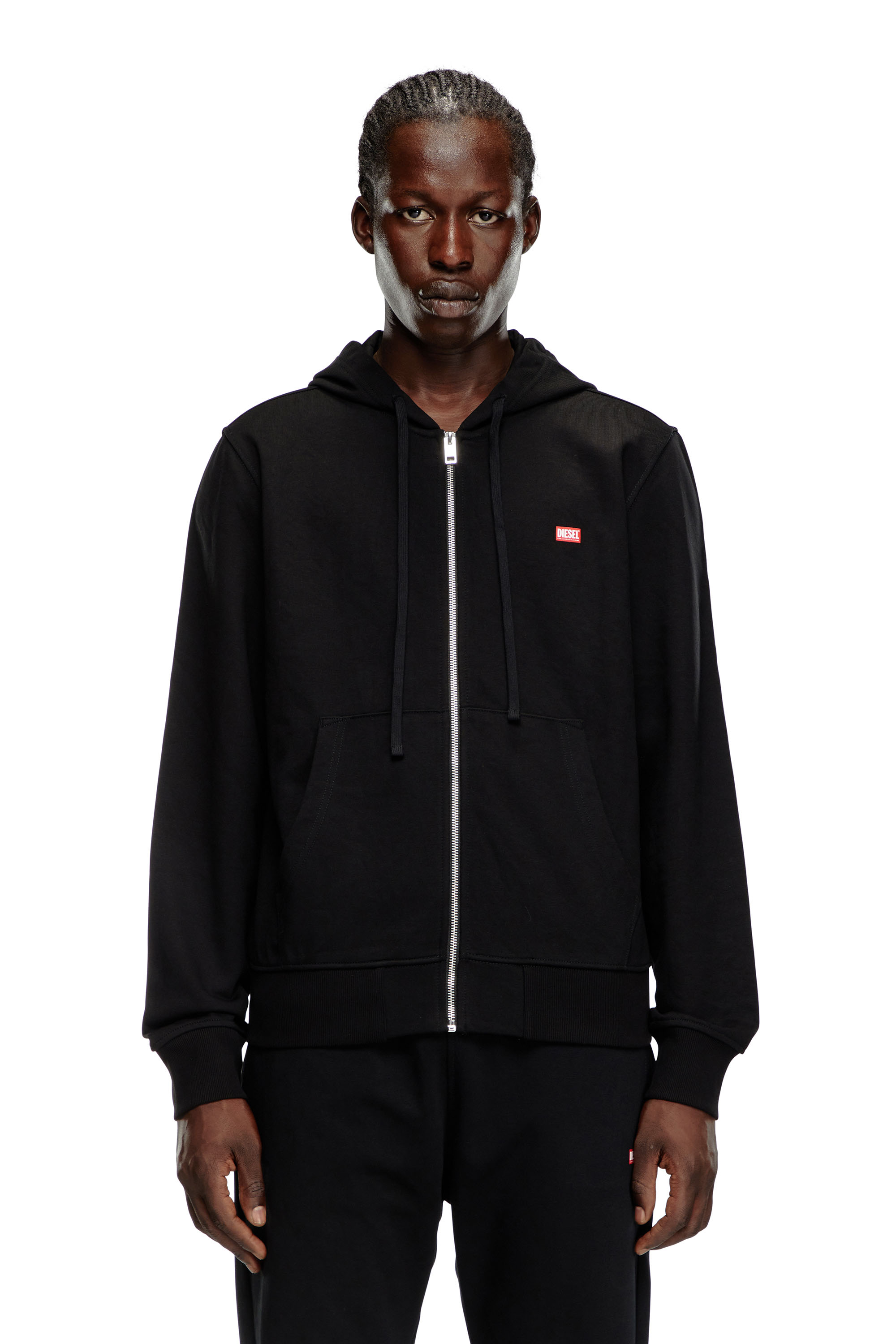 Diesel - S-GINN-HOOD-ZIP-K13, Man's Zip hoodie with Diesel label transfer in Black - 5