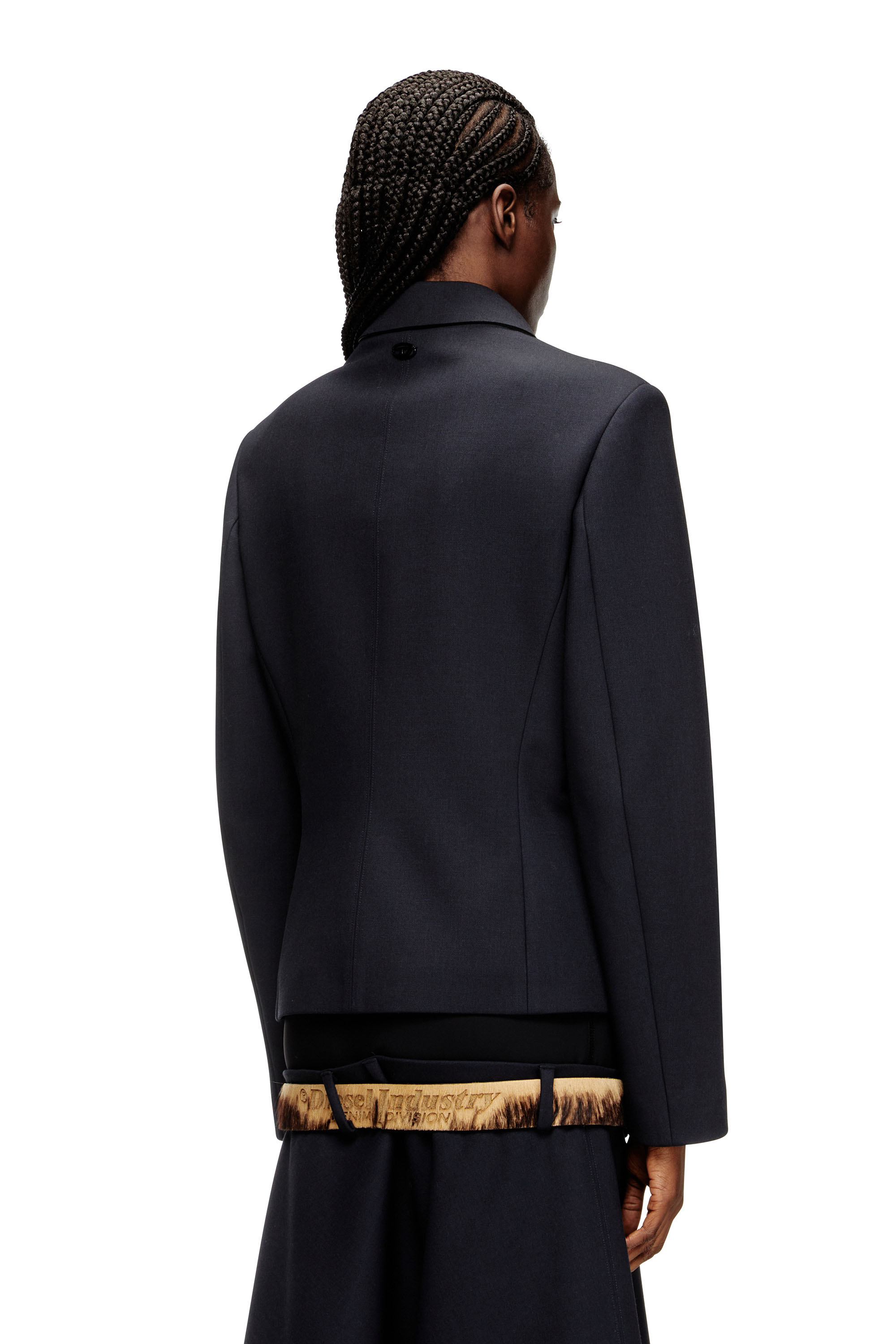 Diesel - G-CESARA-BOND, Woman's Collared jacket in neoprene-bonded fabric in Dark Blue - 4