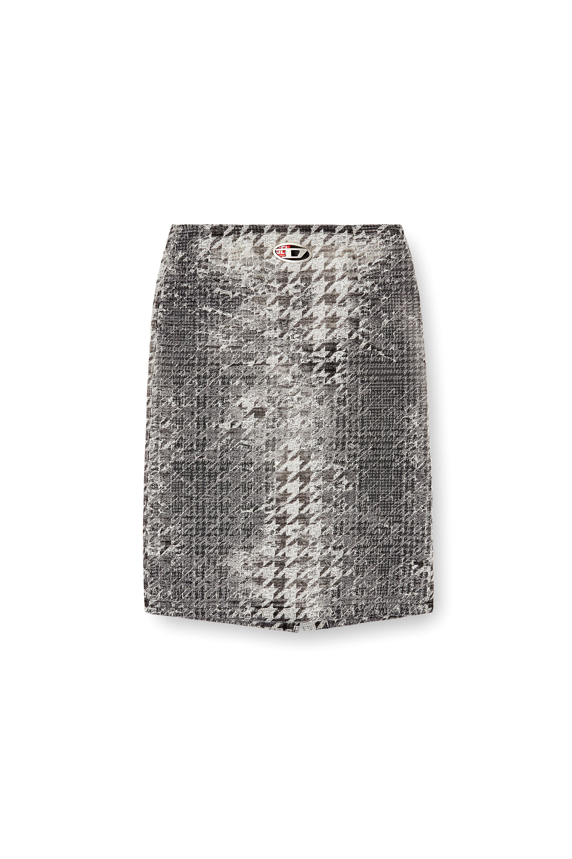 Diesel - DE- RATHIAN-FSH, Woman's Midi skirt in Prince of Wales jacquard denim in Black/White - 2