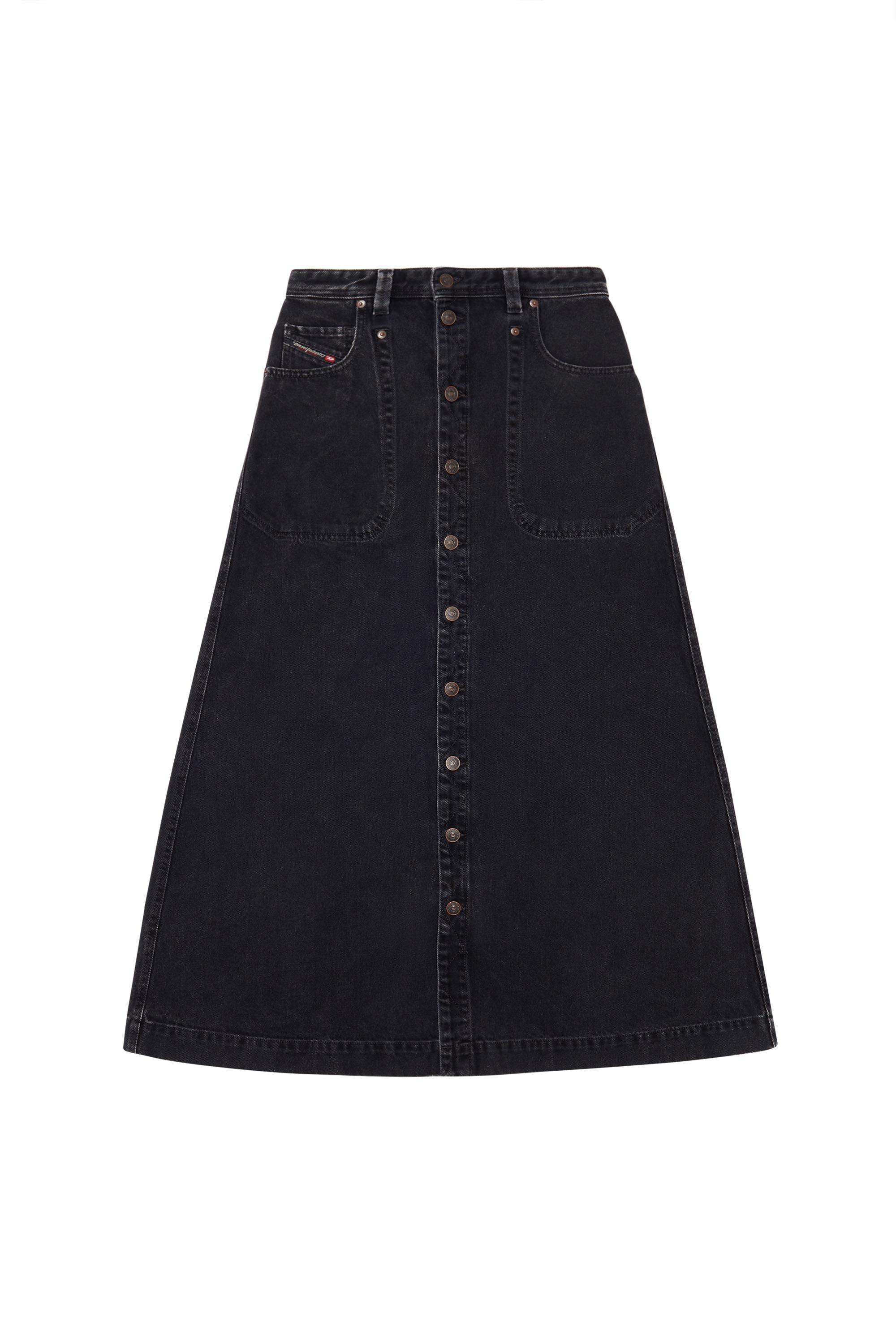 Diesel - DE-ALBUS-L A-LINE LONG SKIRT, Black/Dark grey - Image 3