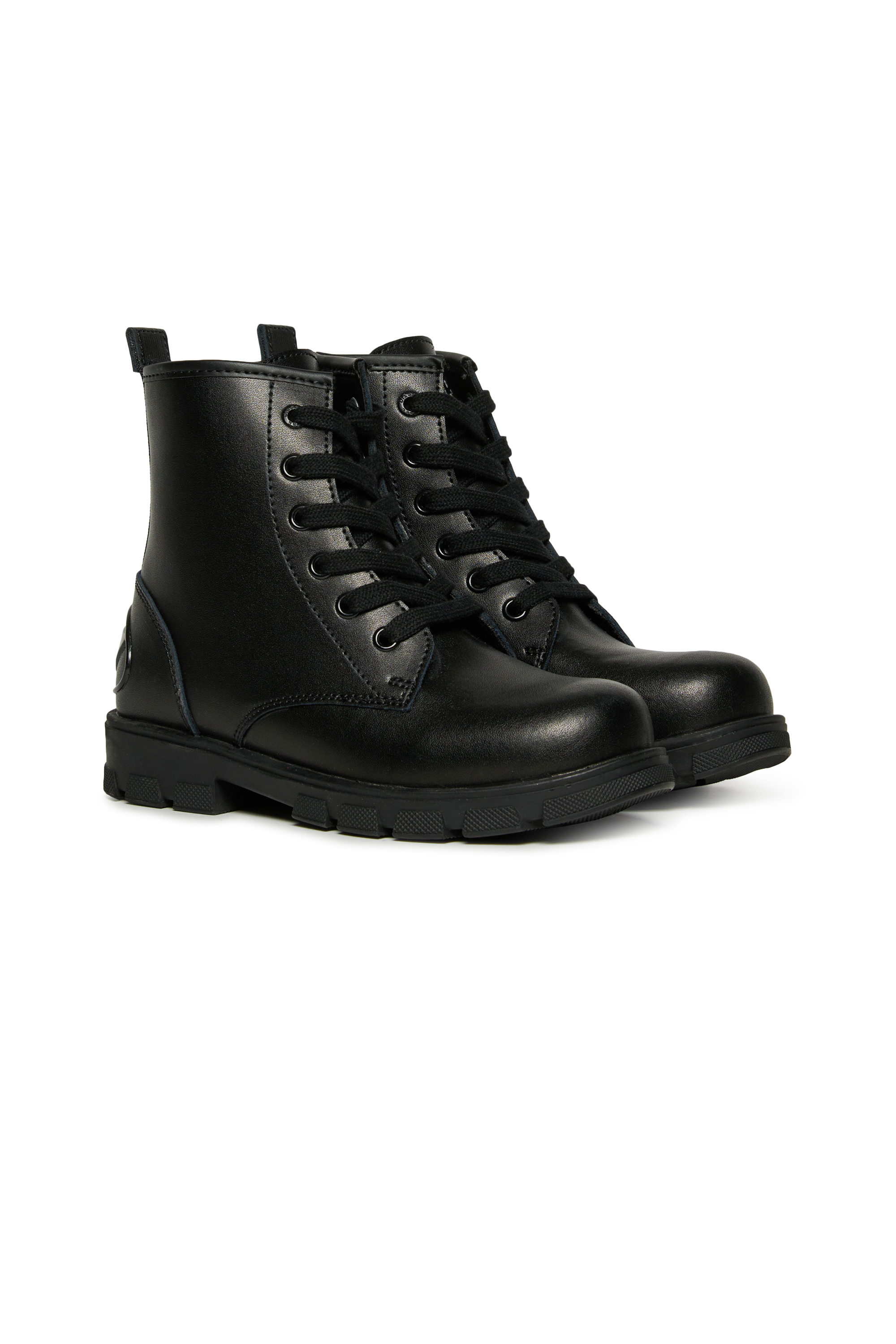 Diesel - D-HAMMER AK LACE, Unisex's D-Hammer Leather Boots with Side Zip in Black - 3