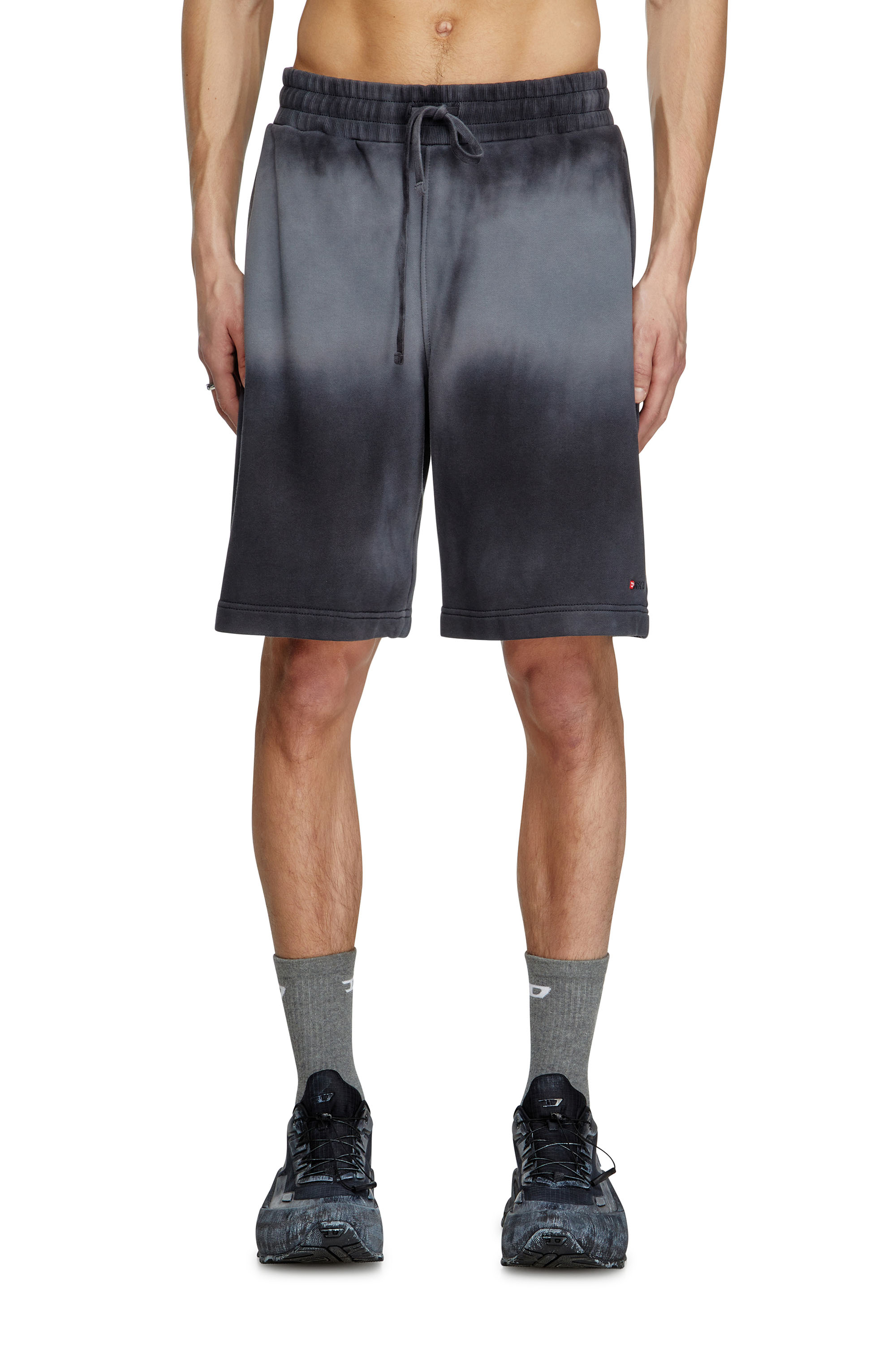 Diesel - P-CROWNE-R1, Man's Faded sweat shorts with micro logo in Black - 3