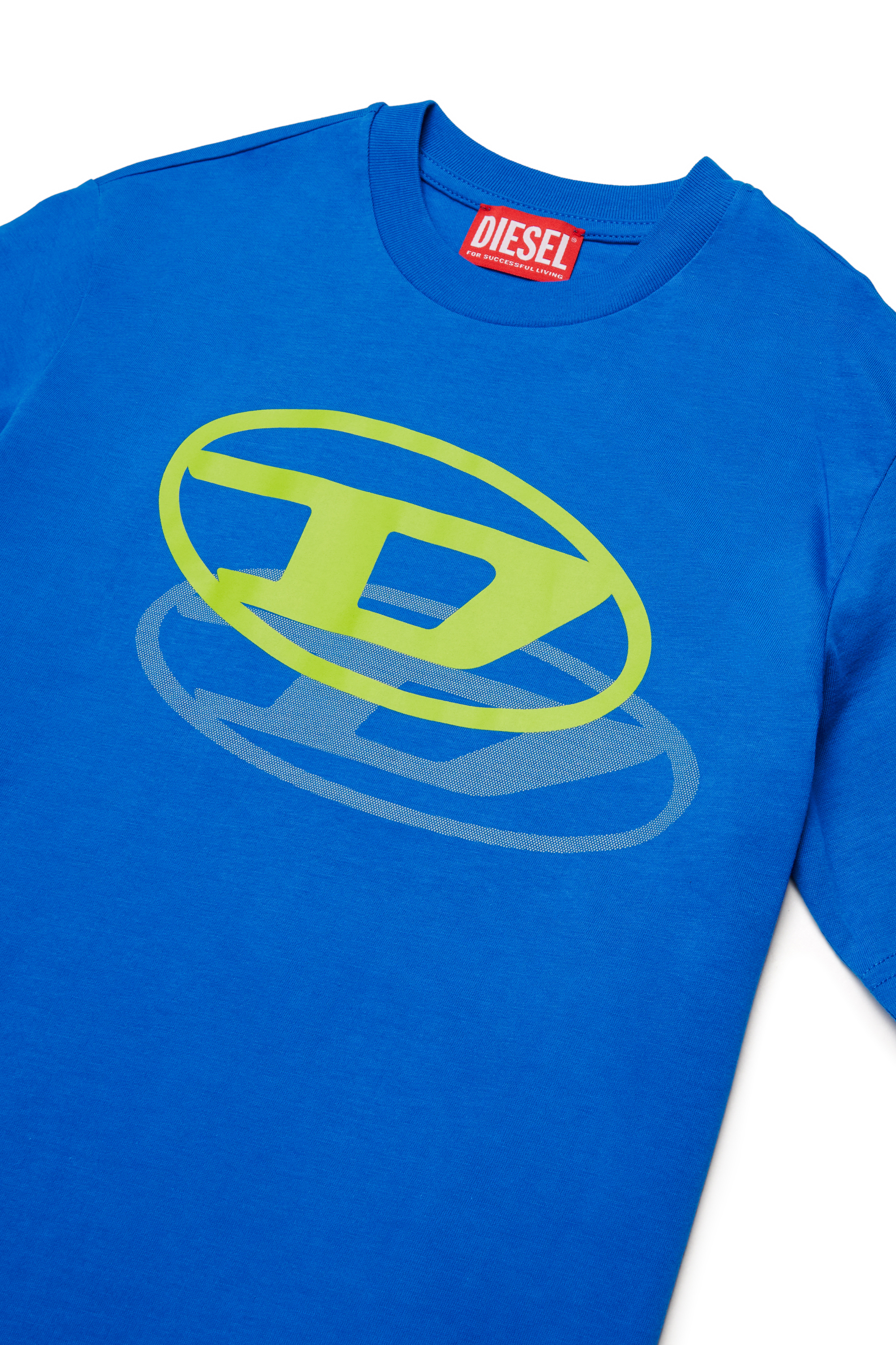 Diesel - TVALE OVER, Man's Cotton T-shirt with shadow Oval D in Blue - 3