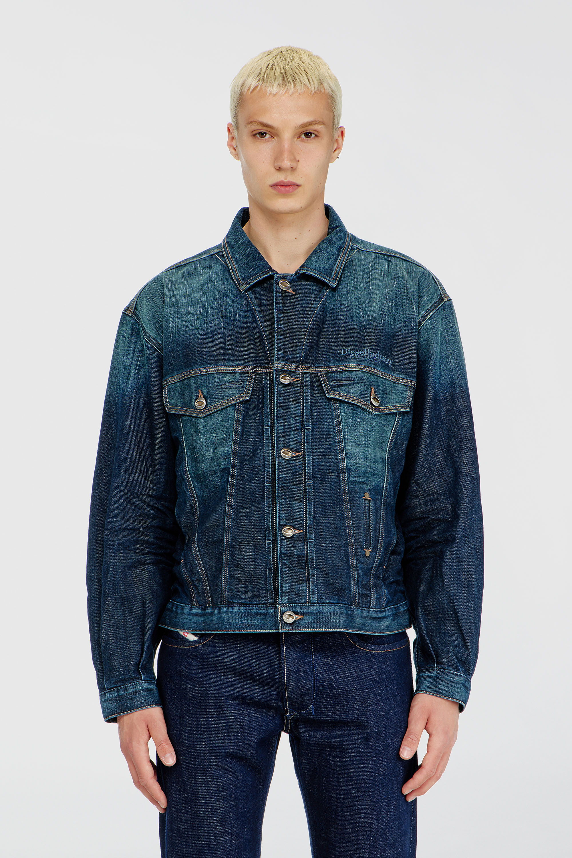 Diesel - D-DENVER-CL, Unisex's Trucker jacket in selvedge denim in Medium blue - 3