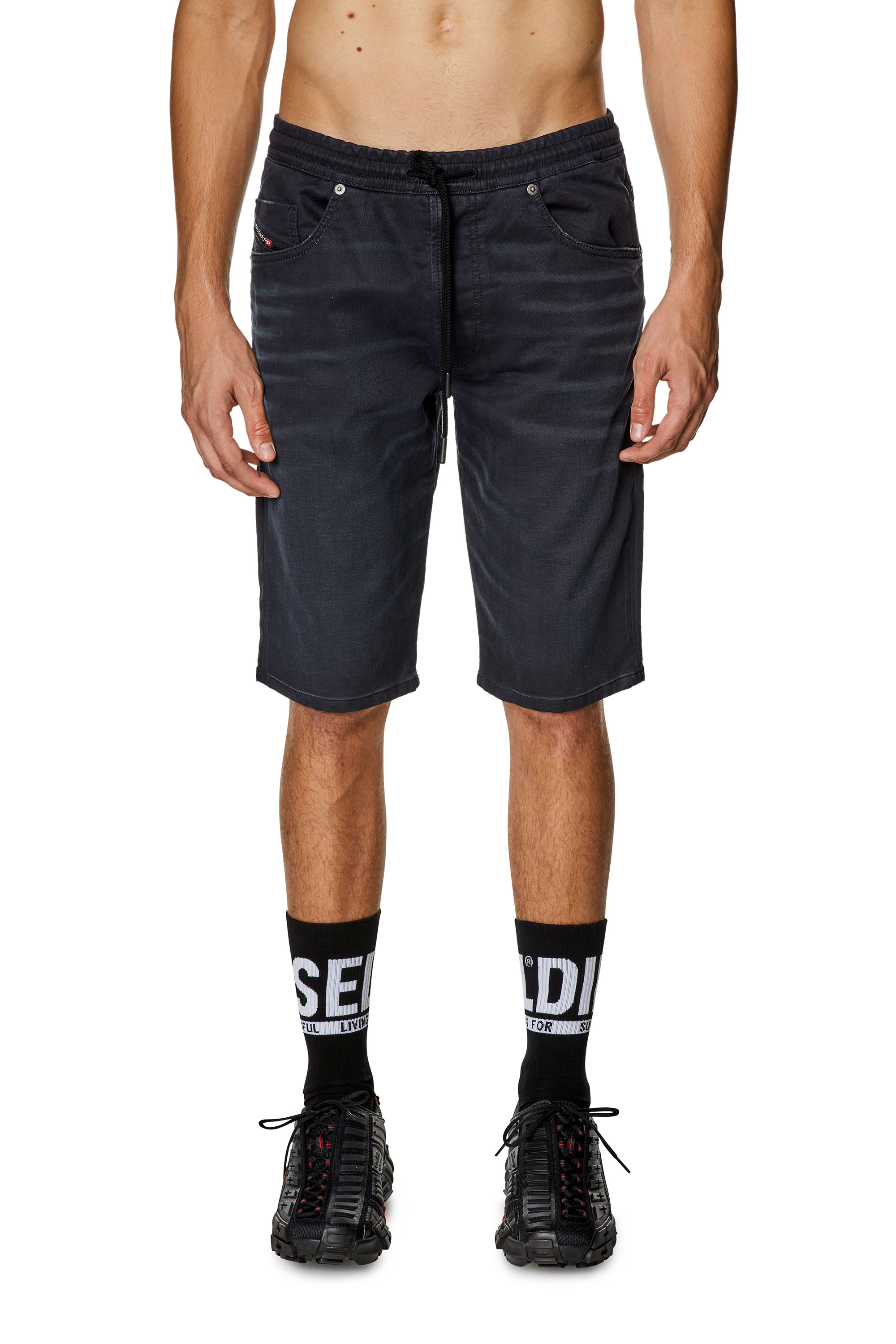 Diesel - 2033 D-KROOLEY-SHORT JOGG, Man Chino shorts in JoggJeans in Black - Image 2
